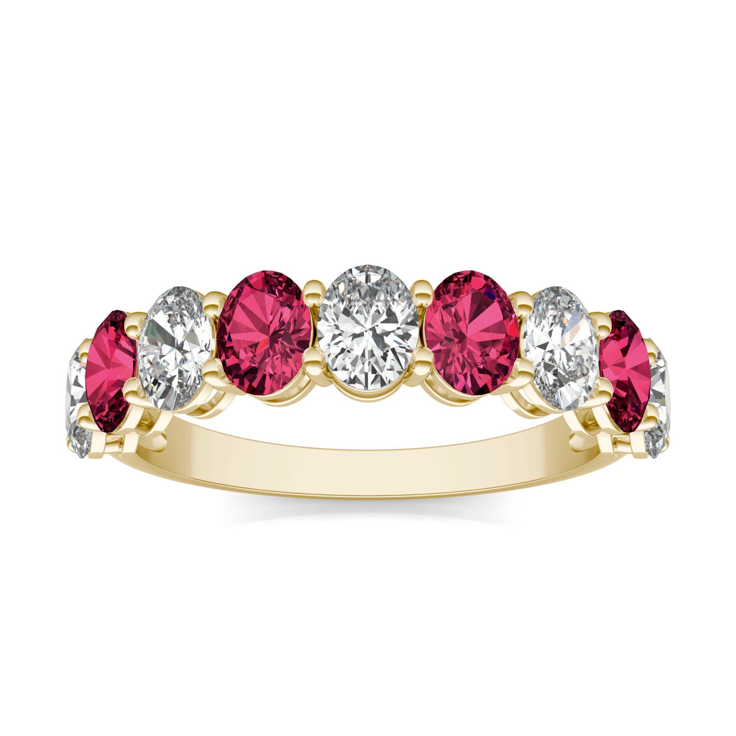 1 CTW Oval Caydia® Lab Grown Diamond Classic Anniversary Ring featuring Created Ruby