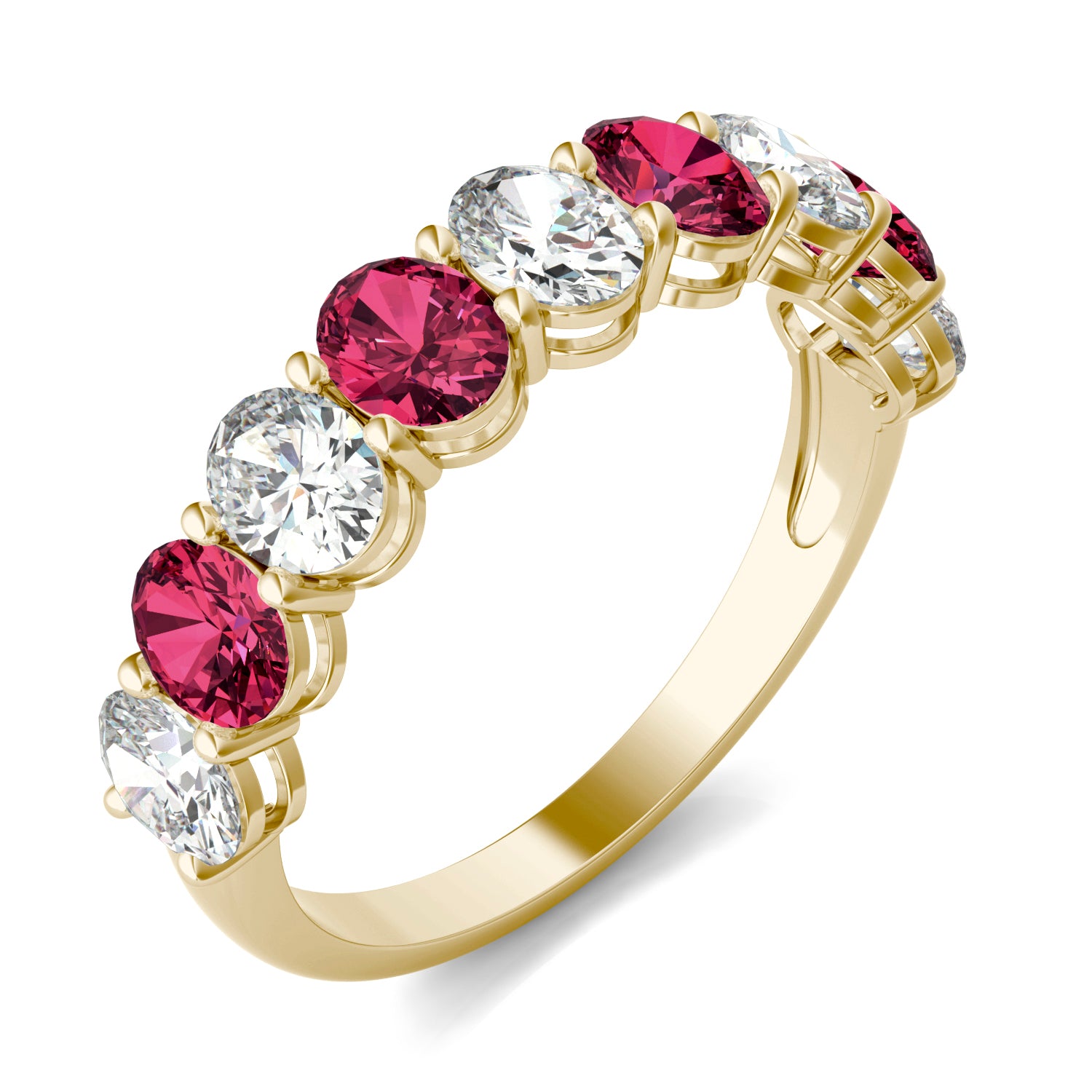 1 CTW Oval Caydia® Lab Grown Diamond Classic Anniversary Ring featuring Created Ruby