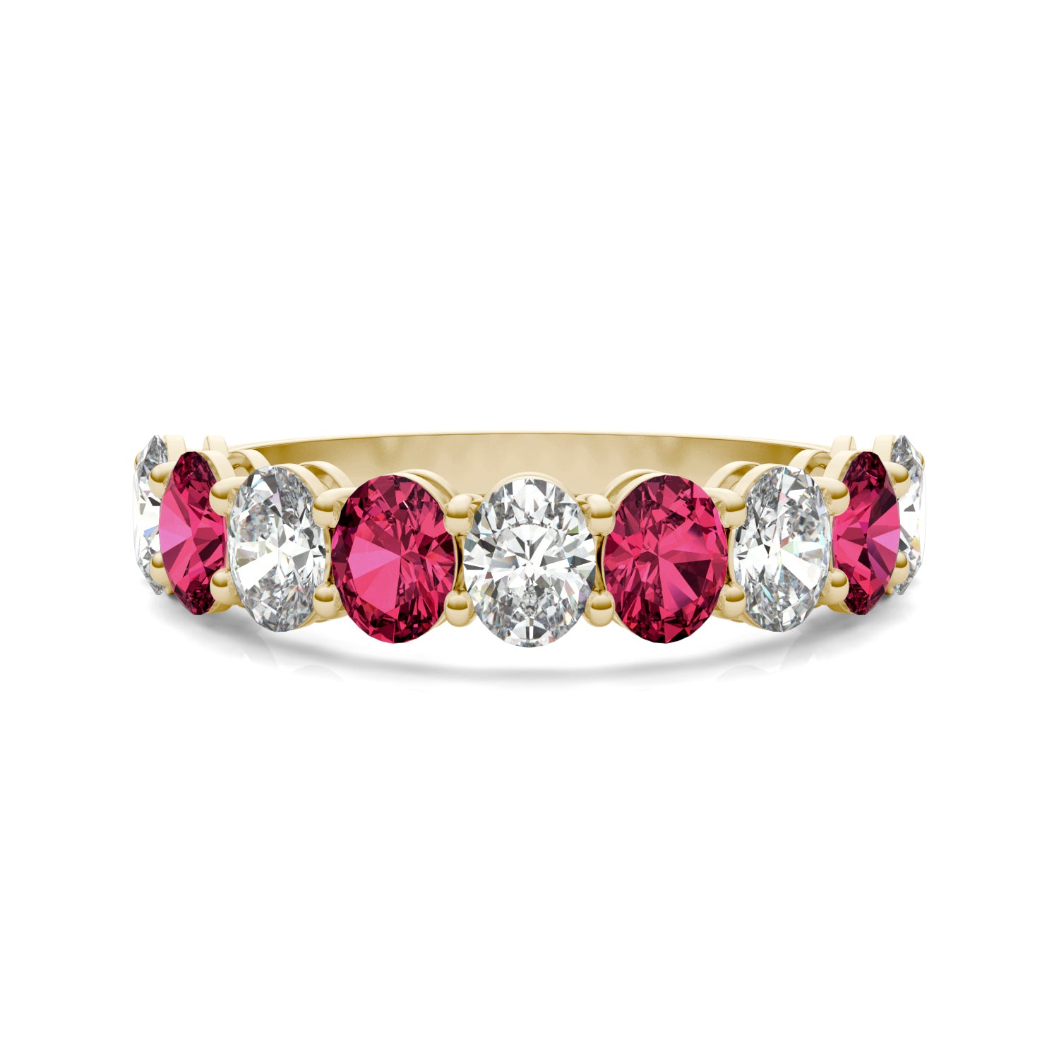 1 CTW Oval Caydia® Lab Grown Diamond Classic Anniversary Ring featuring Created Ruby
