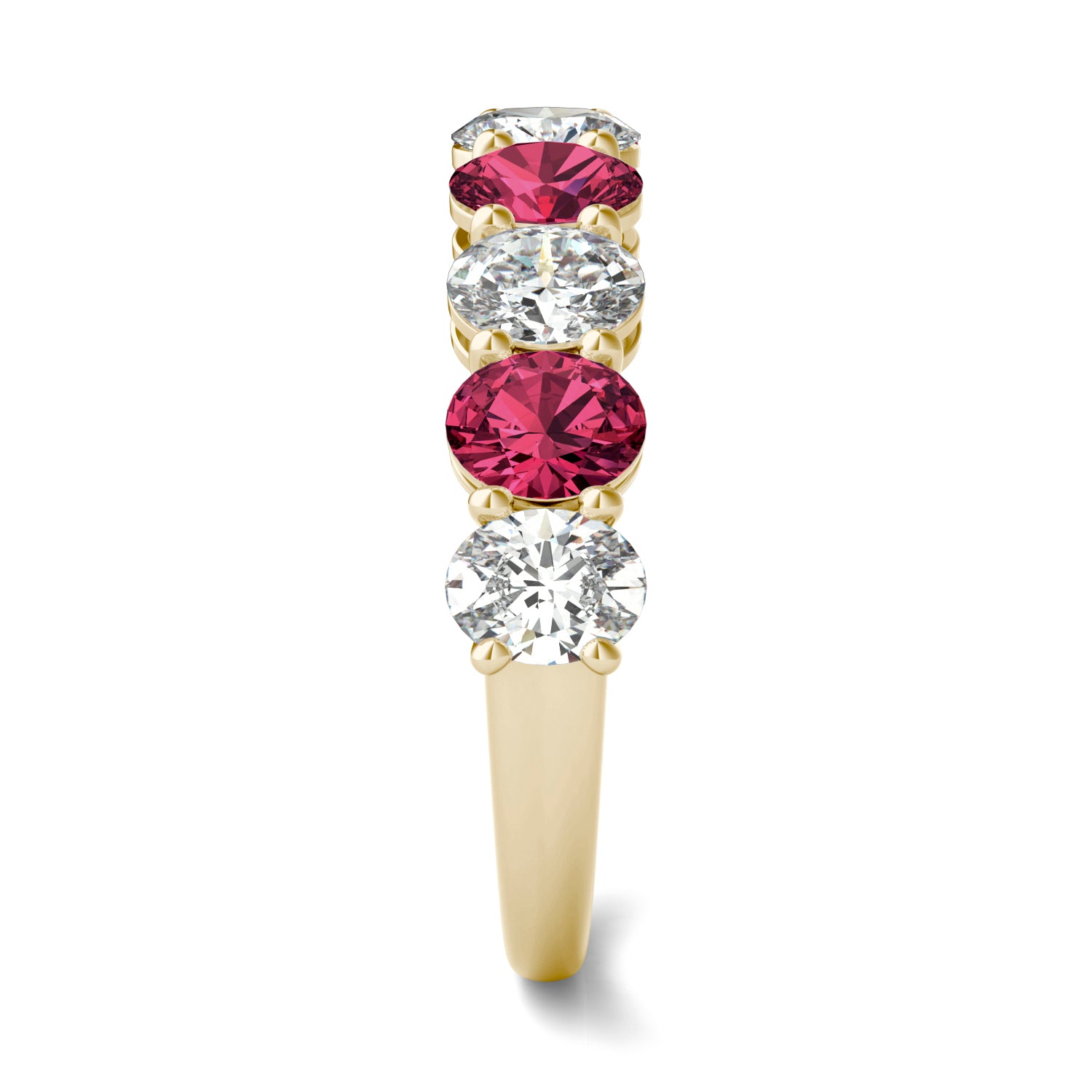 1 CTW Oval Caydia® Lab Grown Diamond Classic Anniversary Ring featuring Created Ruby