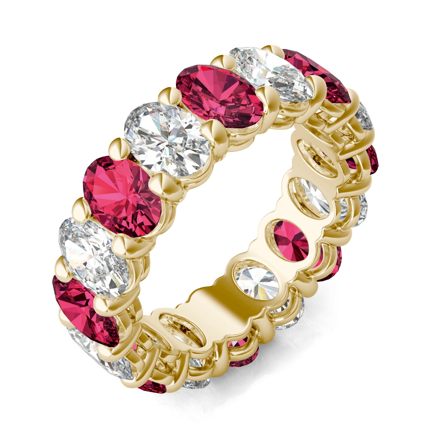 2 2/3 CTW Oval Caydia® Lab Grown Diamond Couture Classic Eternity Ring featuring Created Ruby