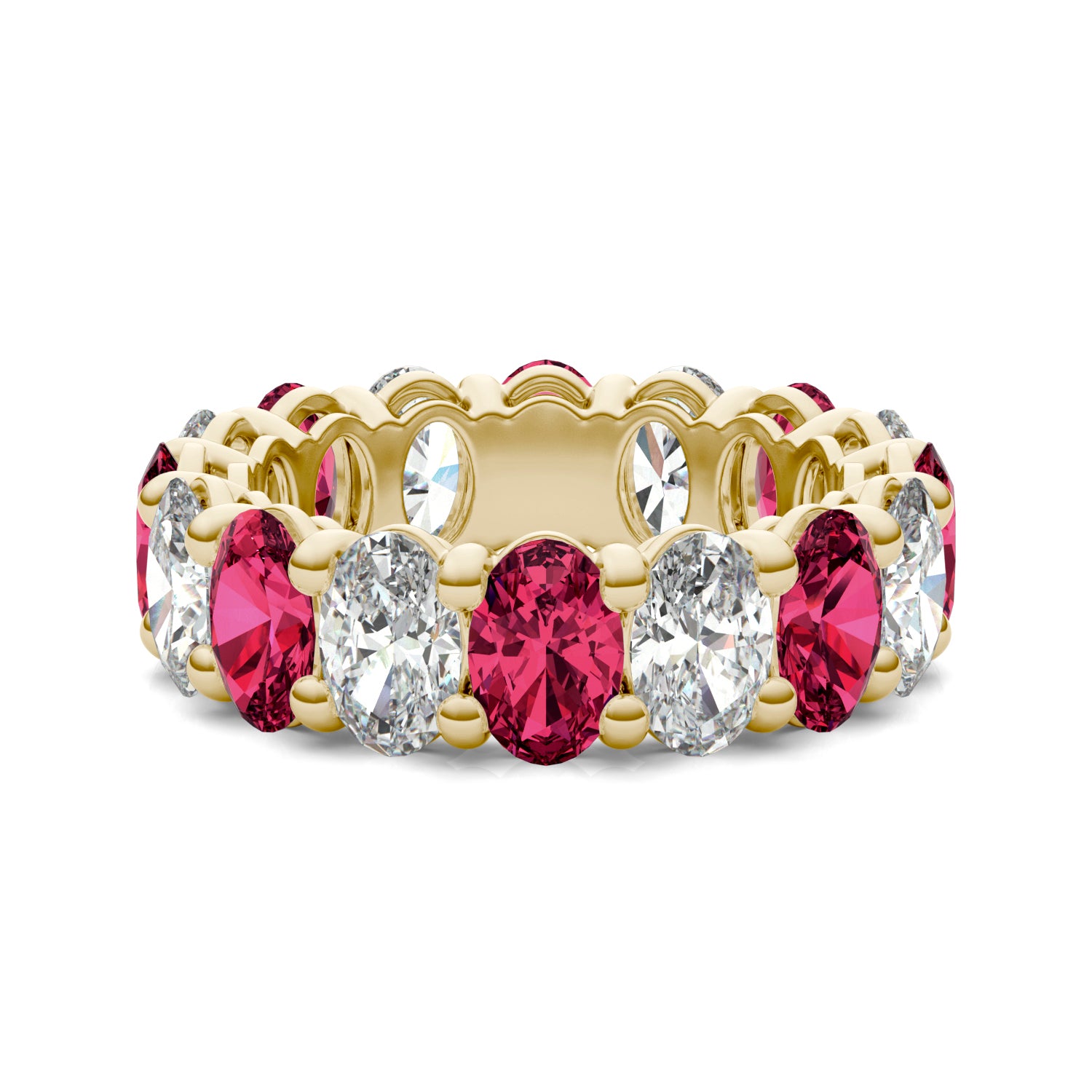2 2/3 CTW Oval Caydia® Lab Grown Diamond Couture Classic Eternity Ring featuring Created Ruby