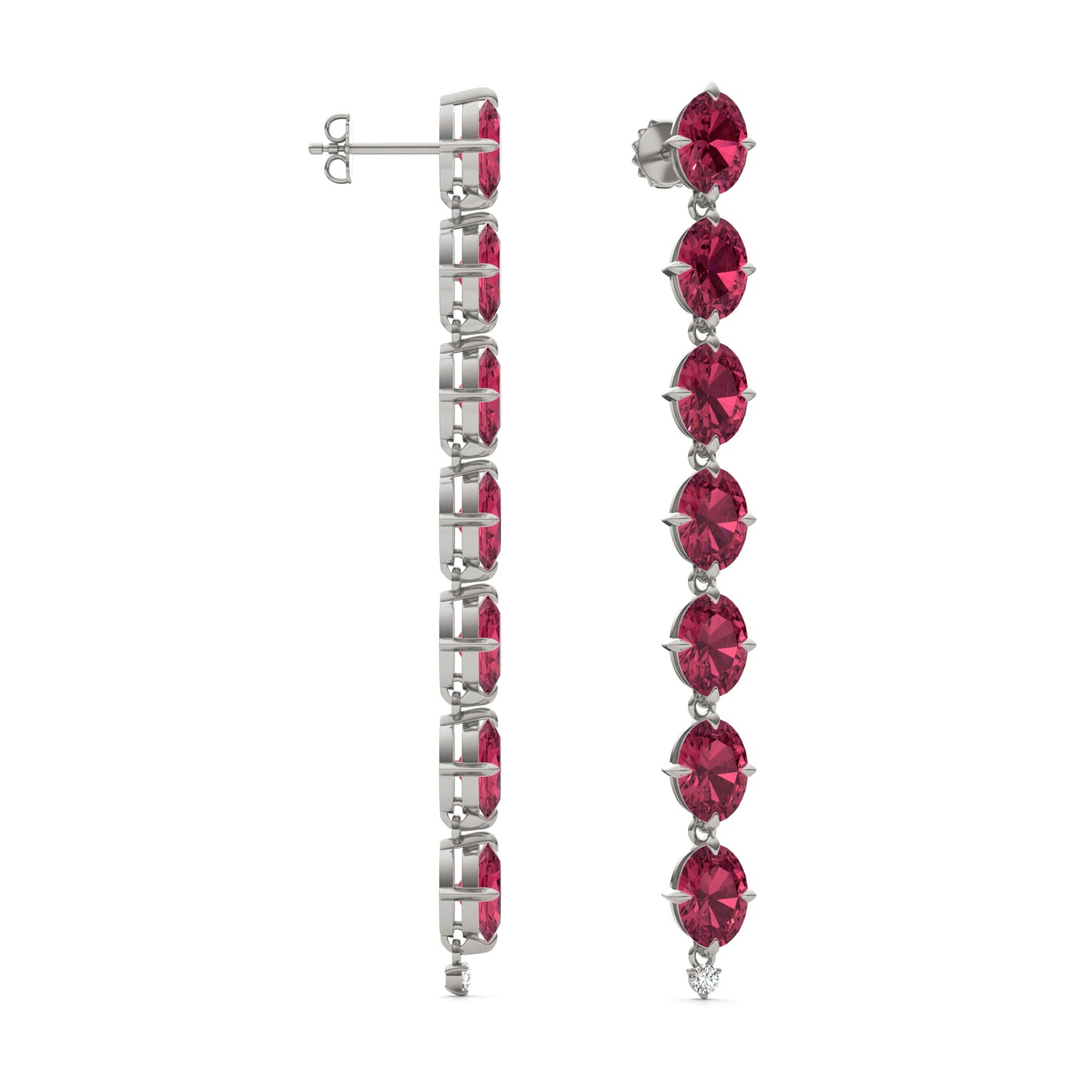 CTW Round Caydia® Lab Grown Diamond Drop Earrings featuring Created Ruby
