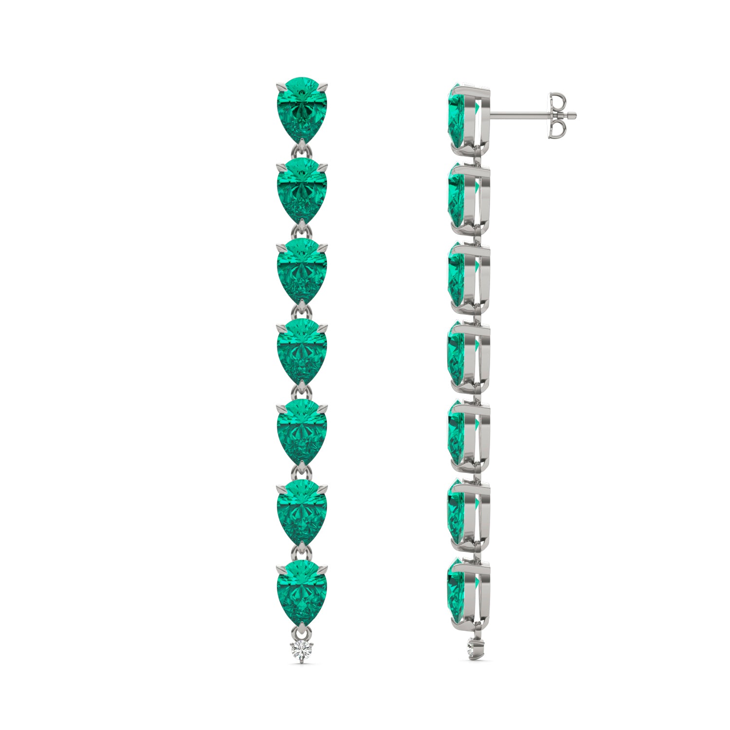 CTW Round Caydia® Lab Grown Diamond Drop Earrings featuring Created Emerald