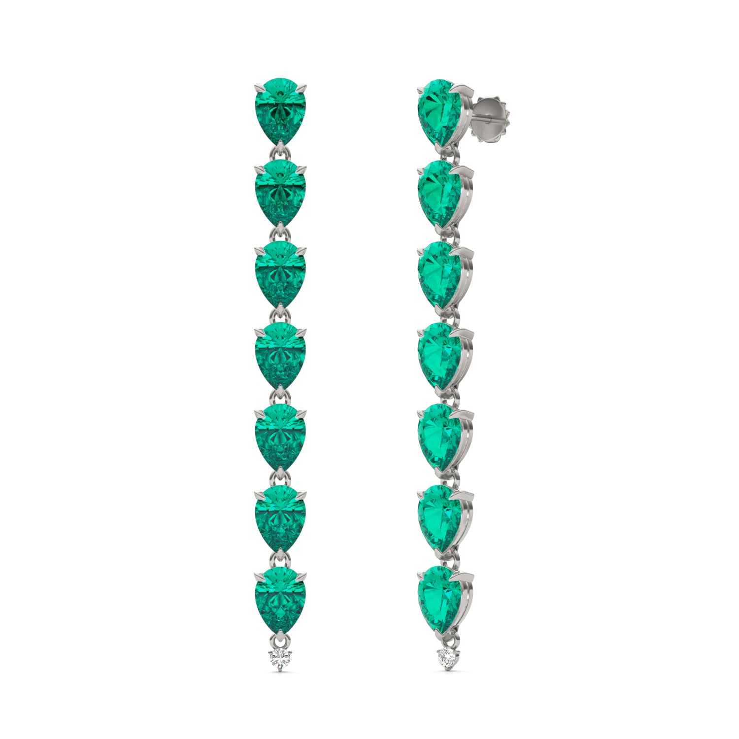 CTW Round Caydia® Lab Grown Diamond Drop Earrings featuring Created Emerald