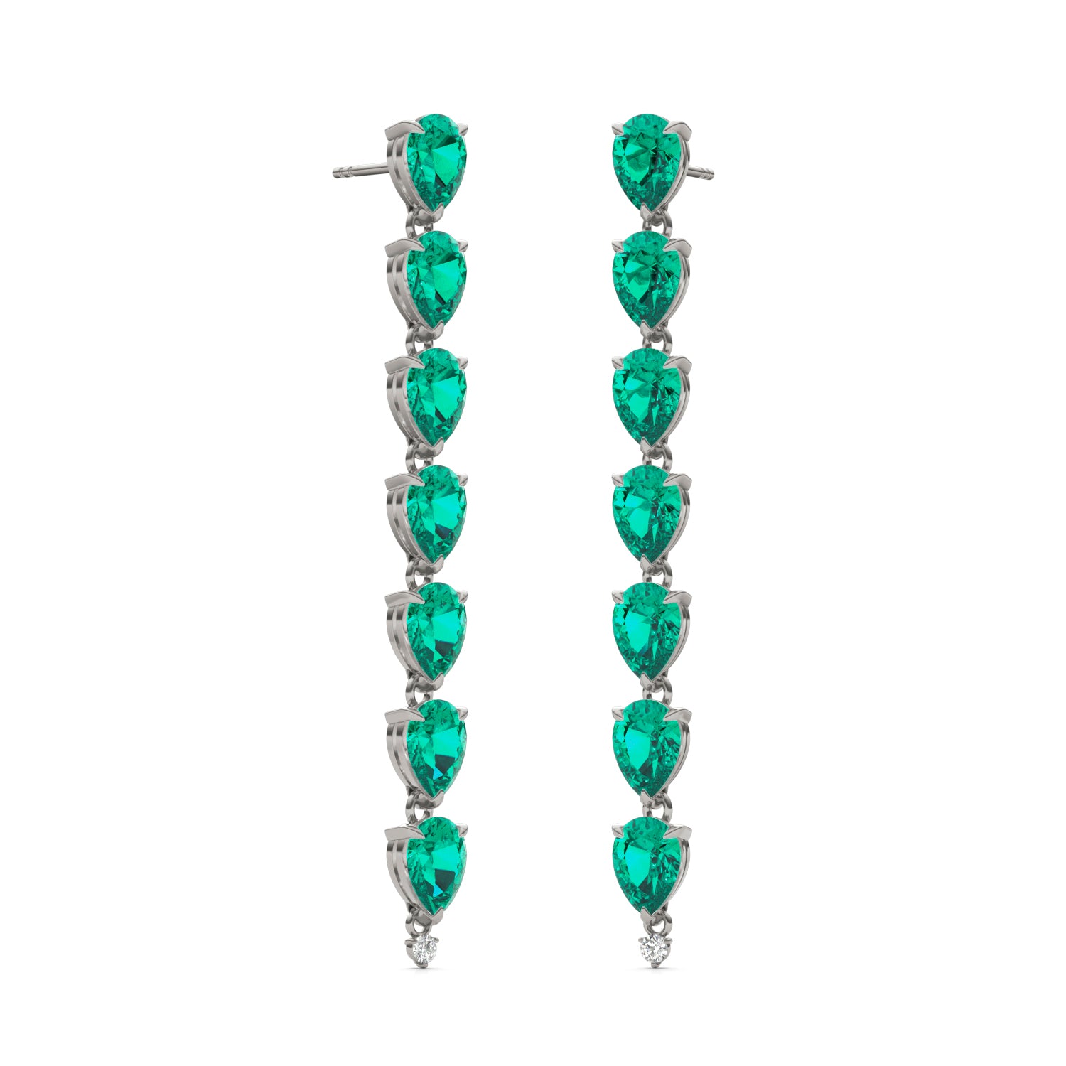 CTW Round Caydia® Lab Grown Diamond Drop Earrings featuring Created Emerald