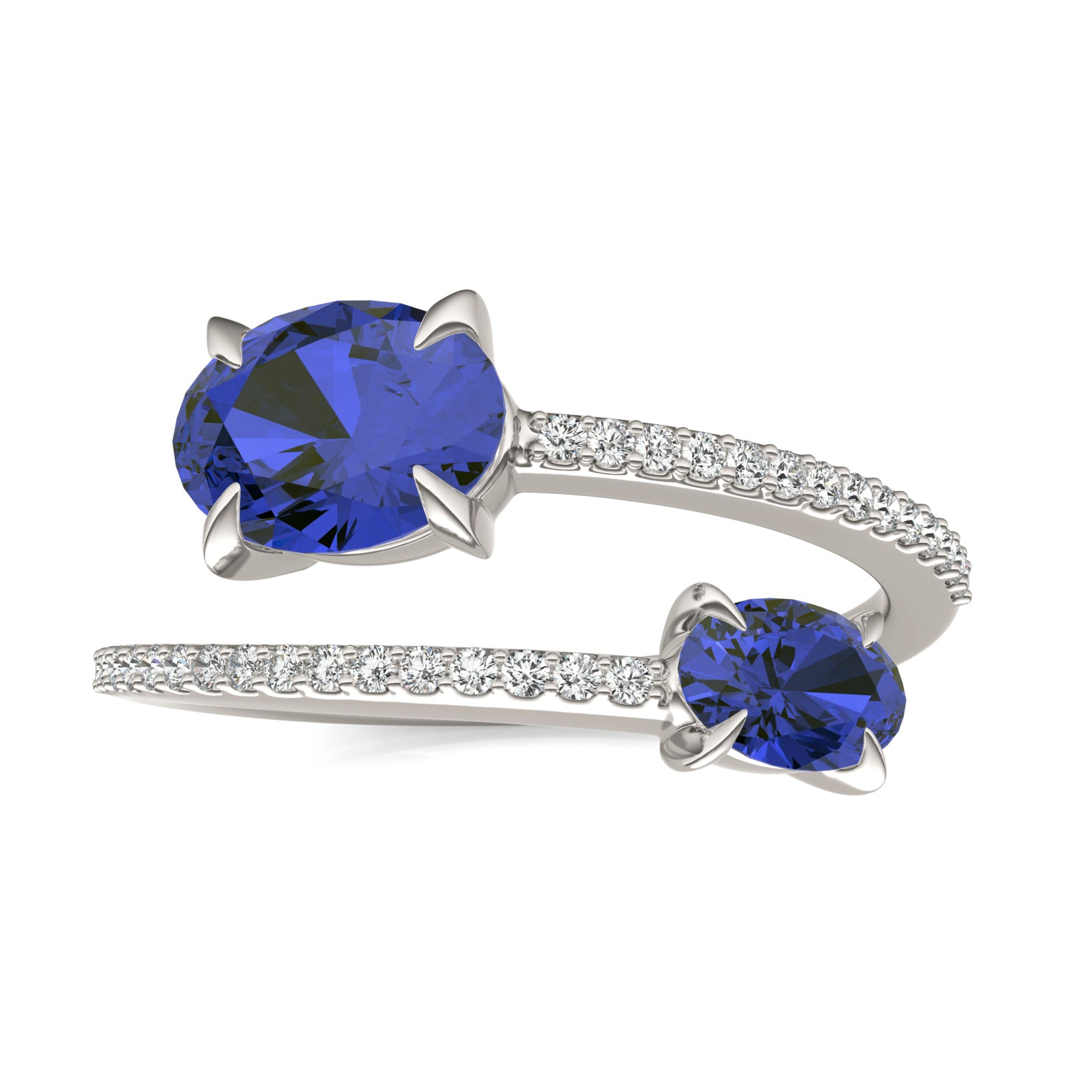 1/5 CTW Round Caydia® Lab Grown Diamond Crossover Fashion Ring featuring Created Sapphire