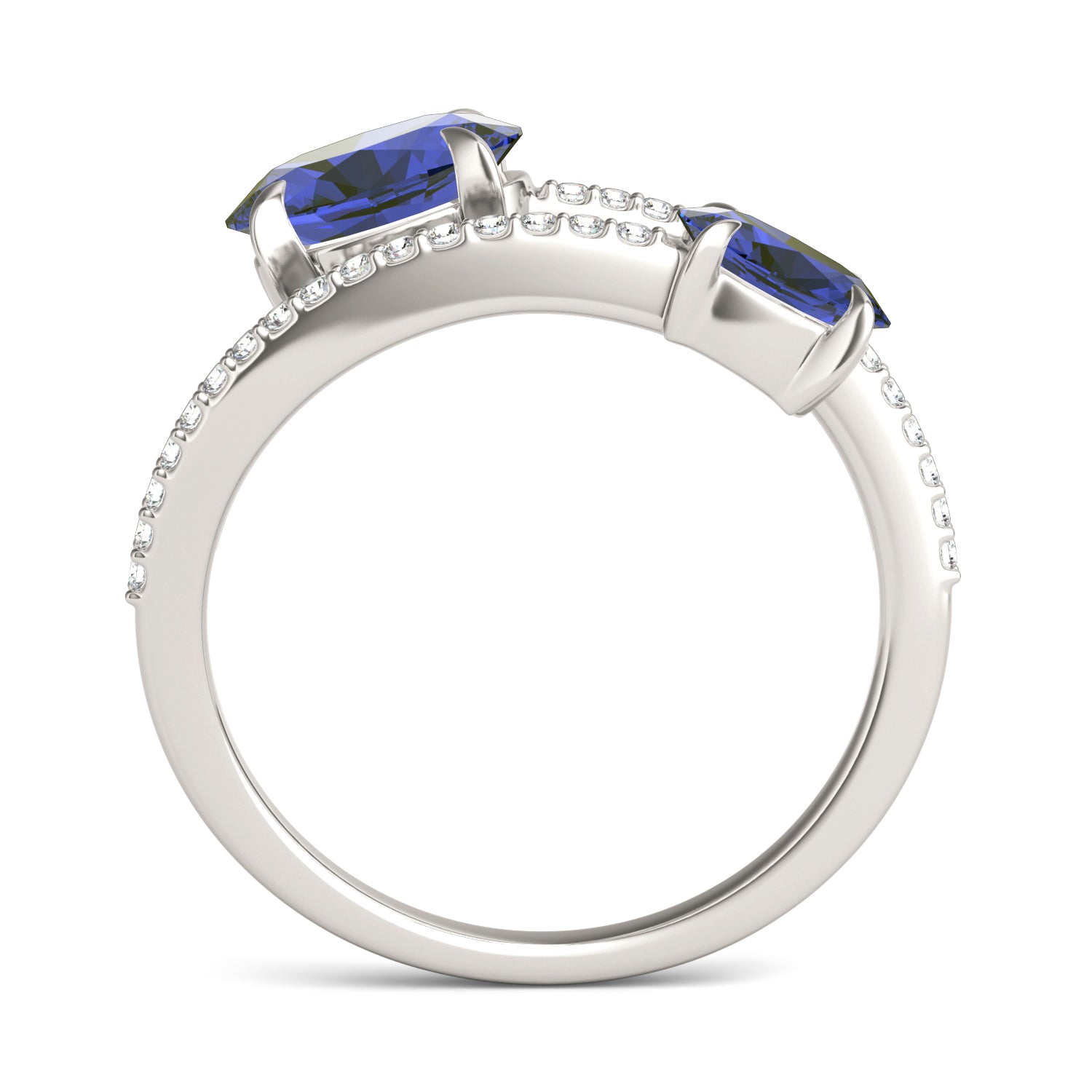 1/5 CTW Round Caydia® Lab Grown Diamond Crossover Fashion Ring featuring Created Sapphire