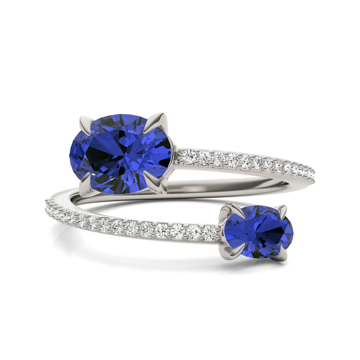1/5 CTW Round Caydia® Lab Grown Diamond Crossover Fashion Ring featuring Created Sapphire