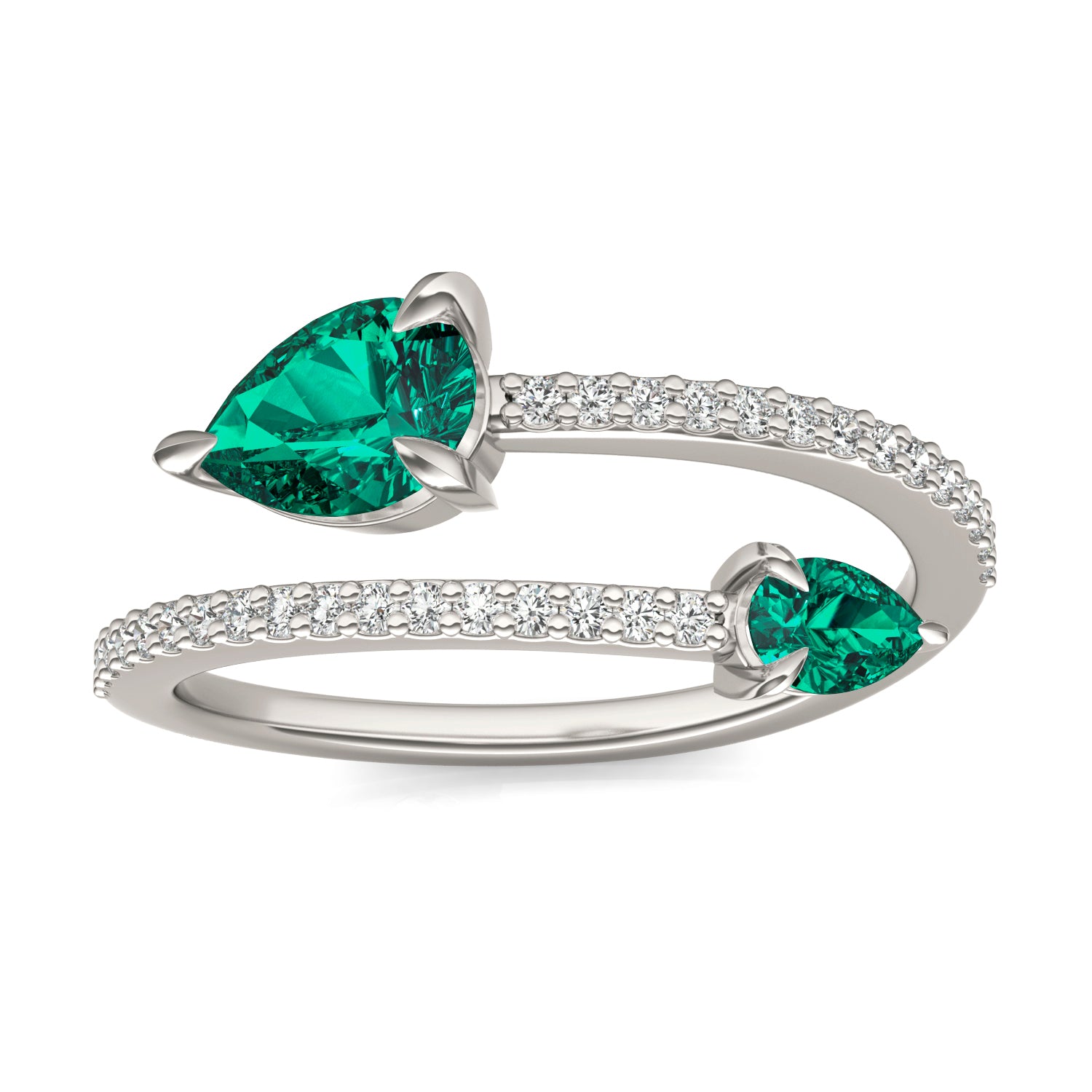 1/5 CTW Round Caydia® Lab Grown Diamond Crossover Fashion Ring featuring Created Emerald