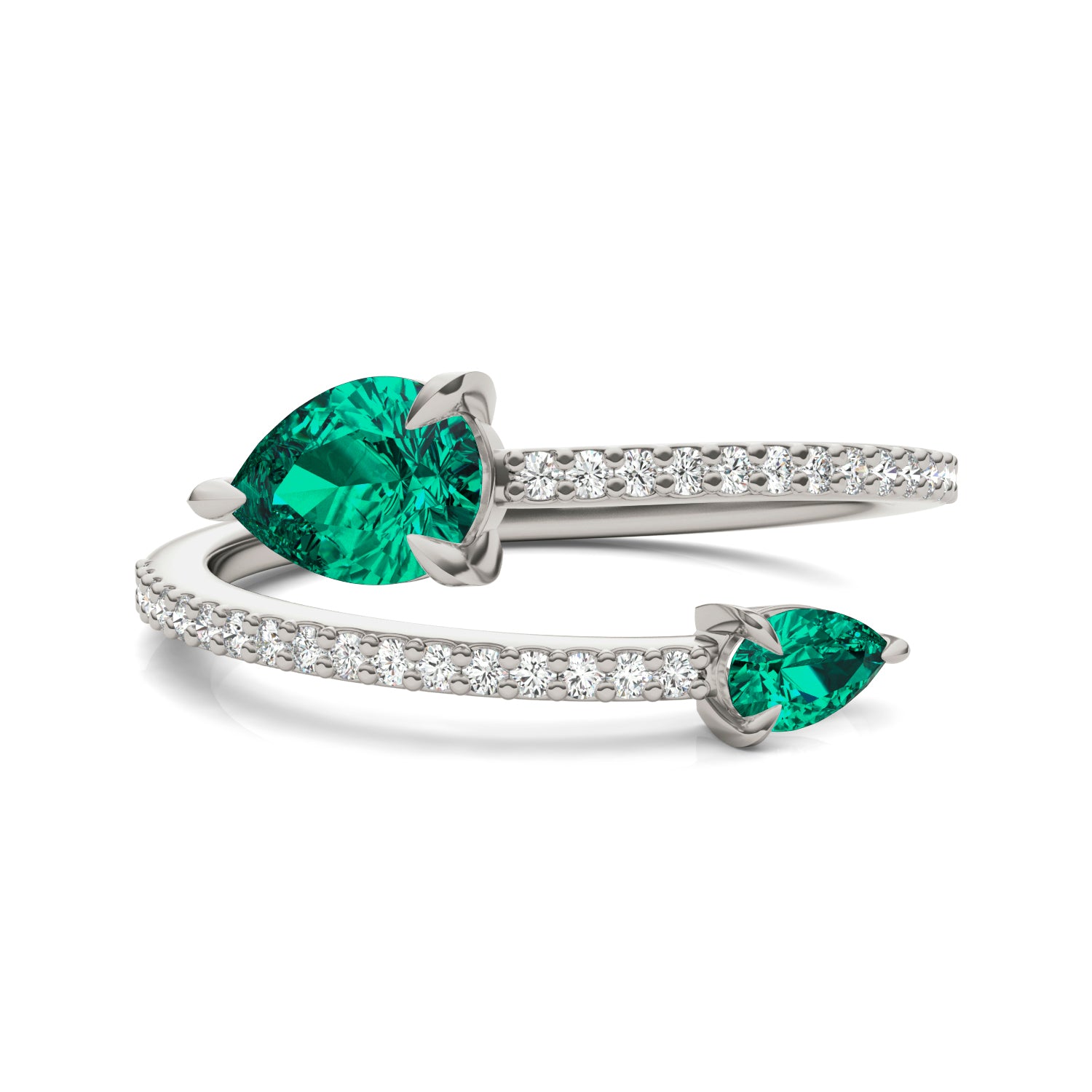 1/5 CTW Round Caydia® Lab Grown Diamond Crossover Fashion Ring featuring Created Emerald
