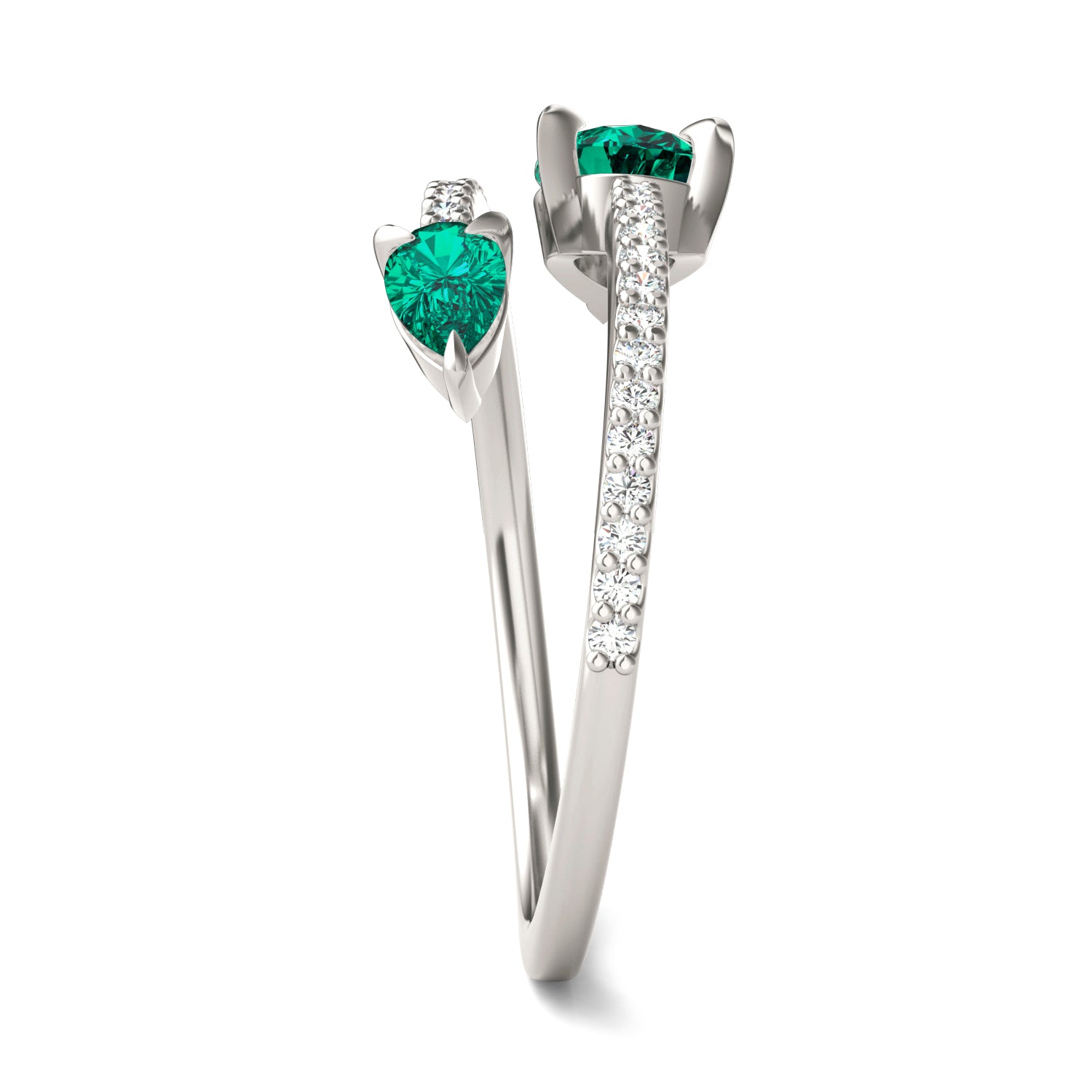 1/5 CTW Round Caydia® Lab Grown Diamond Crossover Fashion Ring featuring Created Emerald