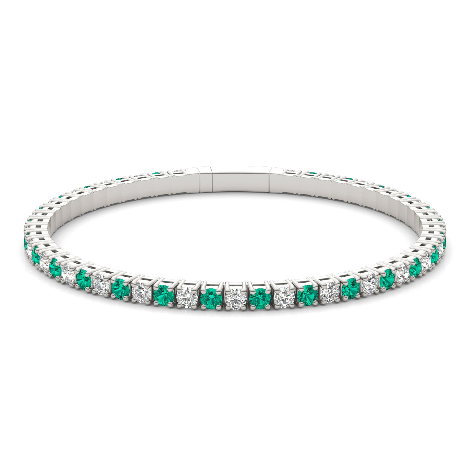 2 2/3 CTW Round Caydia® Lab Grown Diamond Flexible Eternity Bangle Bracelet featuring Created Emerald
