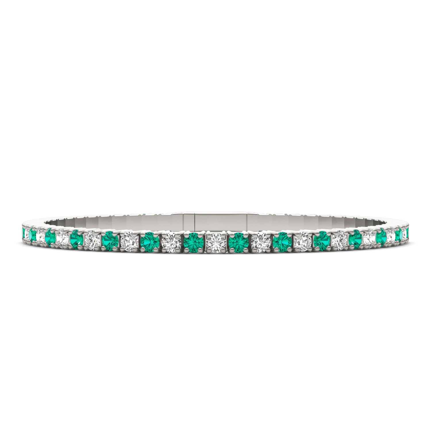 2 2/3 CTW Round Caydia® Lab Grown Diamond Flexible Eternity Bangle Bracelet featuring Created Emerald