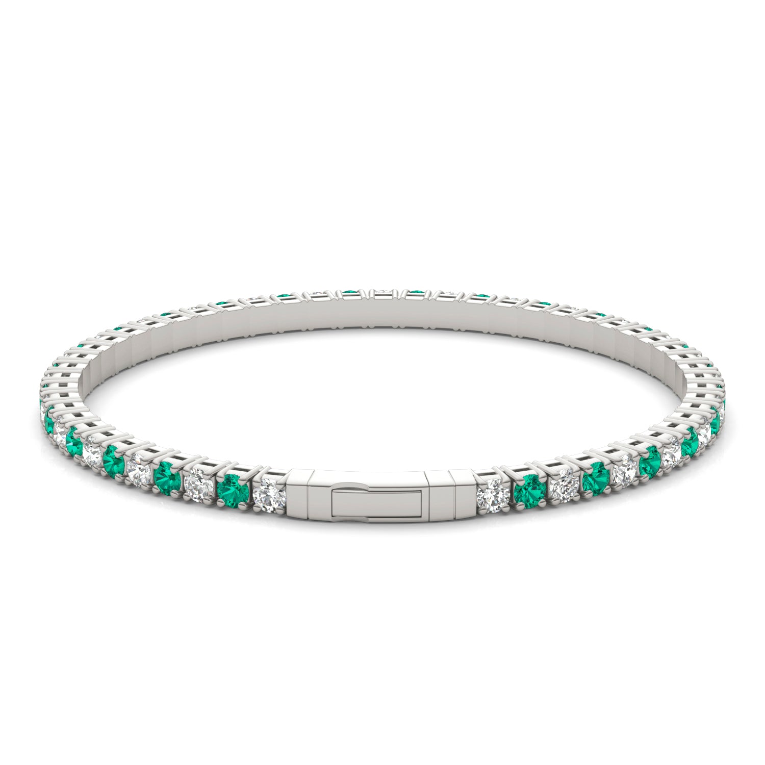 2 2/3 CTW Round Caydia® Lab Grown Diamond Flexible Eternity Bangle Bracelet featuring Created Emerald