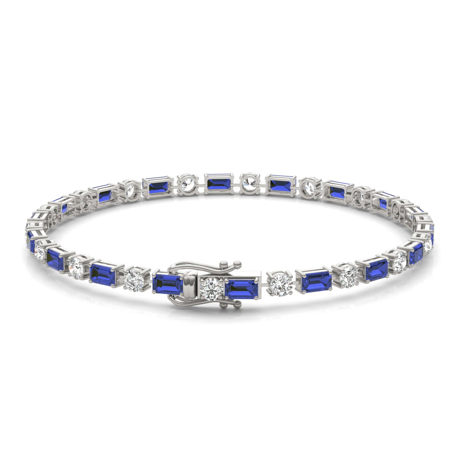 2 1/2 CTW Round Caydia® Lab Grown Diamond Alternating Tennis Bracelet featuring Created Sapphire