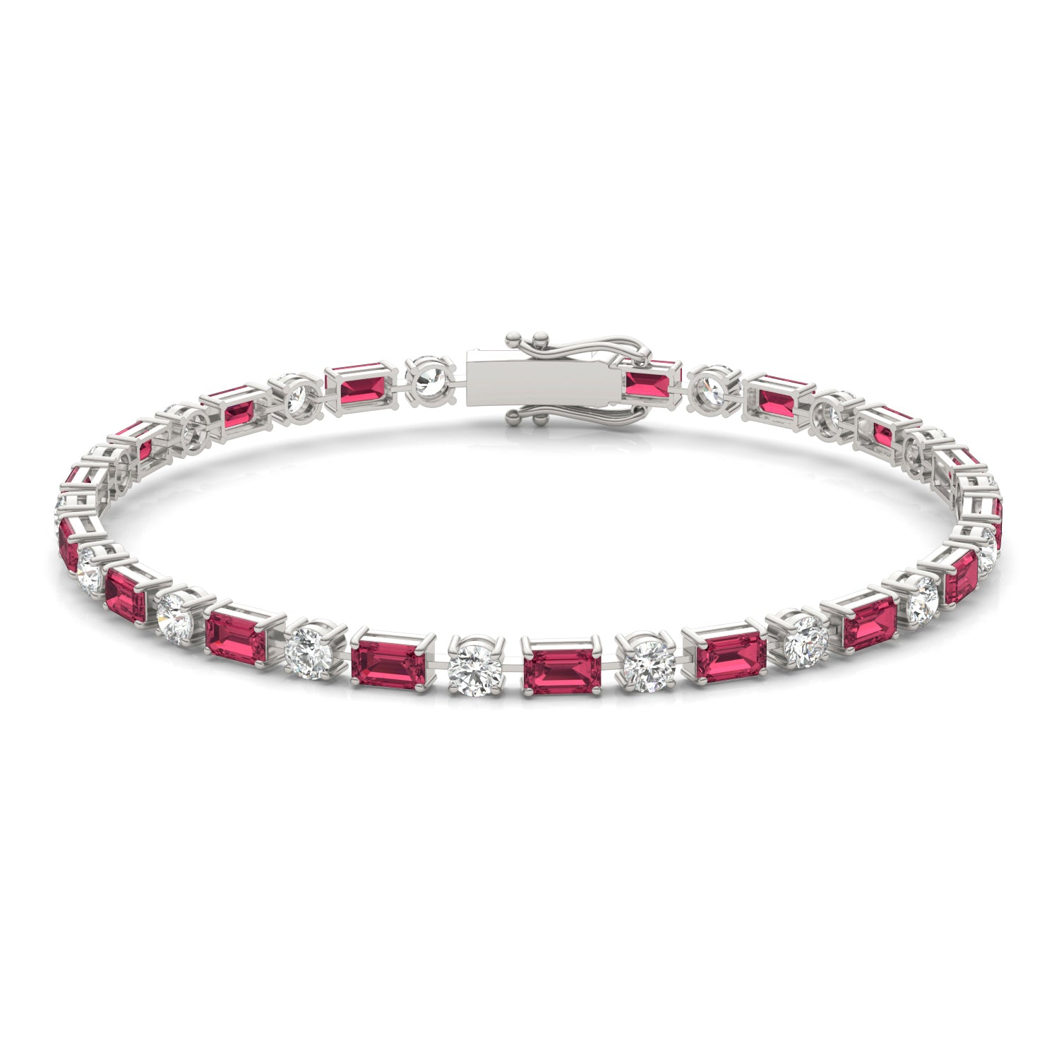2 1/2 CTW Round Caydia® Lab Grown Diamond Alternating Tennis Bracelet featuring Created Ruby