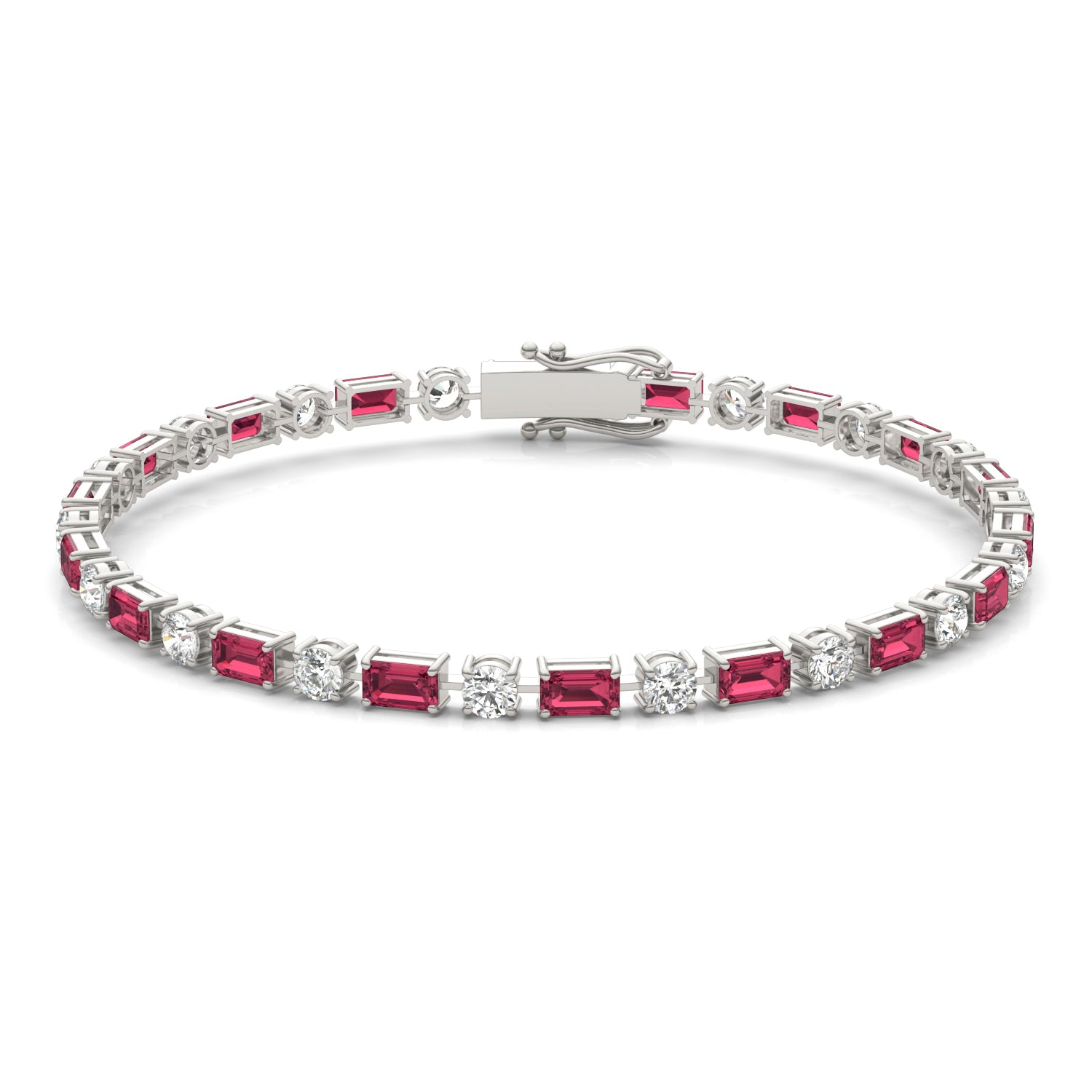 2 1/2 CTW Round Caydia® Lab Grown Diamond Alternating Tennis Bracelet featuring Created Ruby