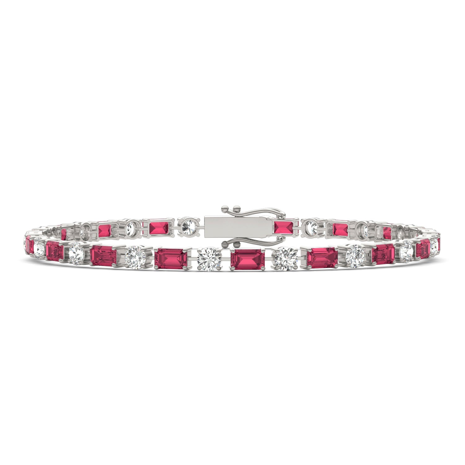 2 1/2 CTW Round Caydia® Lab Grown Diamond Alternating Tennis Bracelet featuring Created Ruby