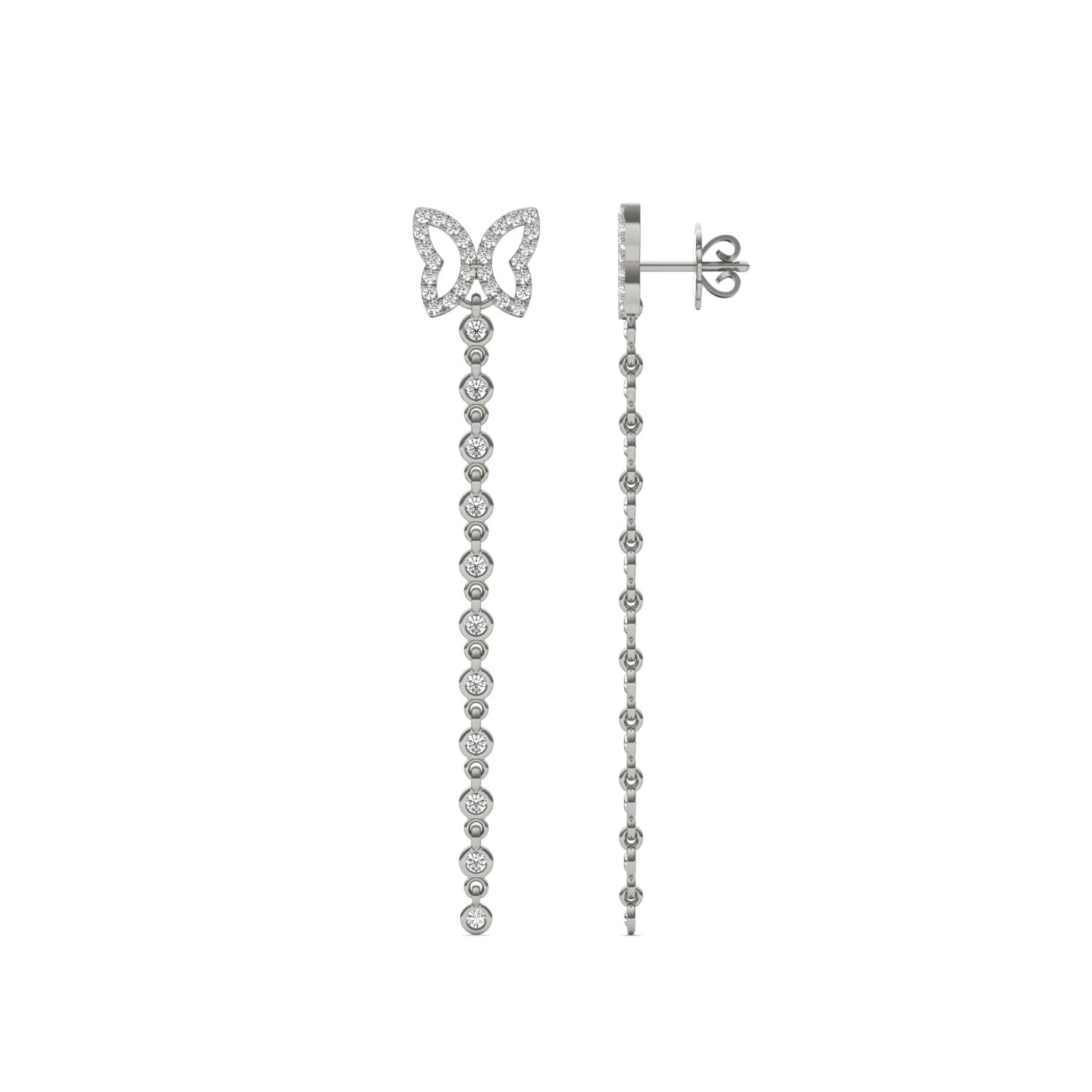 3/4 CTW Round Caydia® Lab Grown Diamond Butterfly Drop Earrings