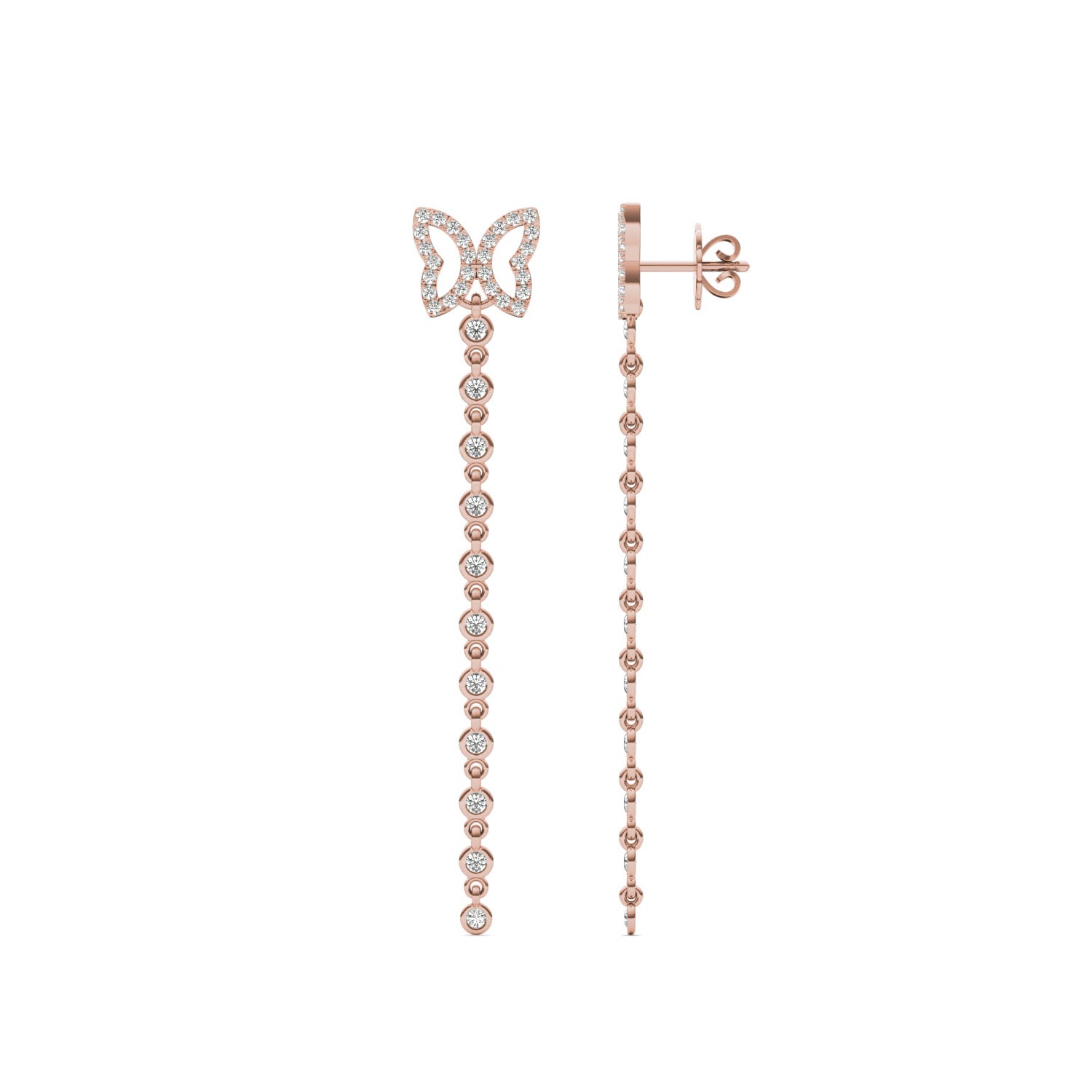 3/4 CTW Round Caydia® Lab Grown Diamond Butterfly Drop Earrings