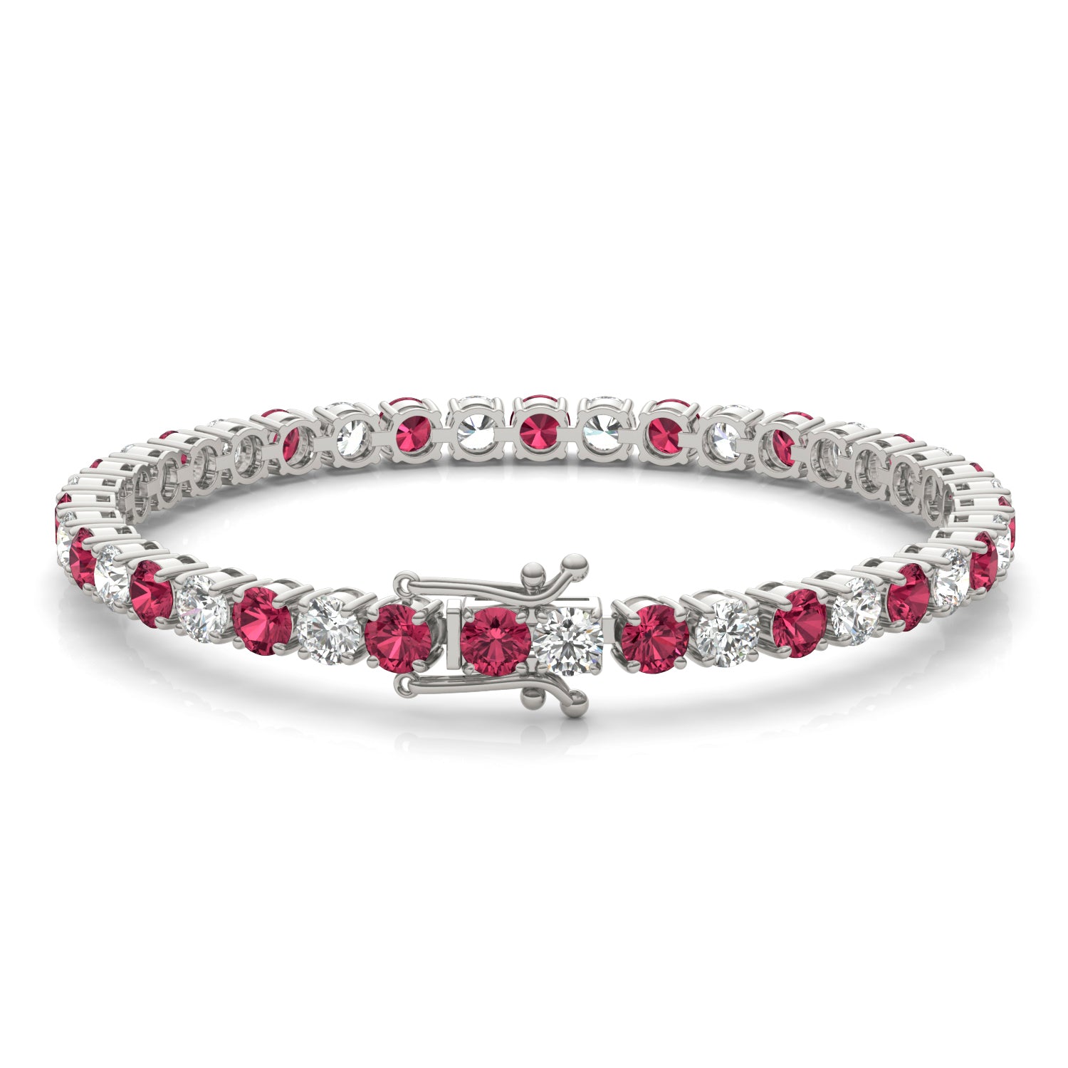 5 1/2 CTW Round Caydia® Lab Grown Diamond Classic Tennis Bracelet featuring Created Ruby