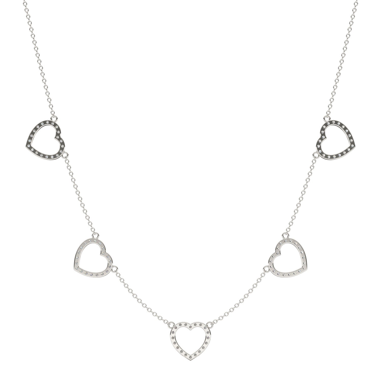 5/8 CTW Round Caydia® Lab Grown Diamond Heart Station Necklace