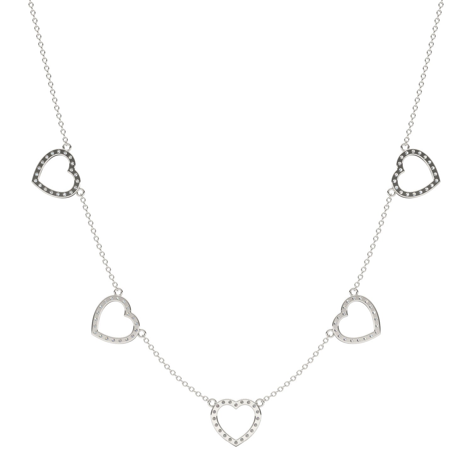 5/8 CTW Round Caydia® Lab Grown Diamond Heart Station Necklace