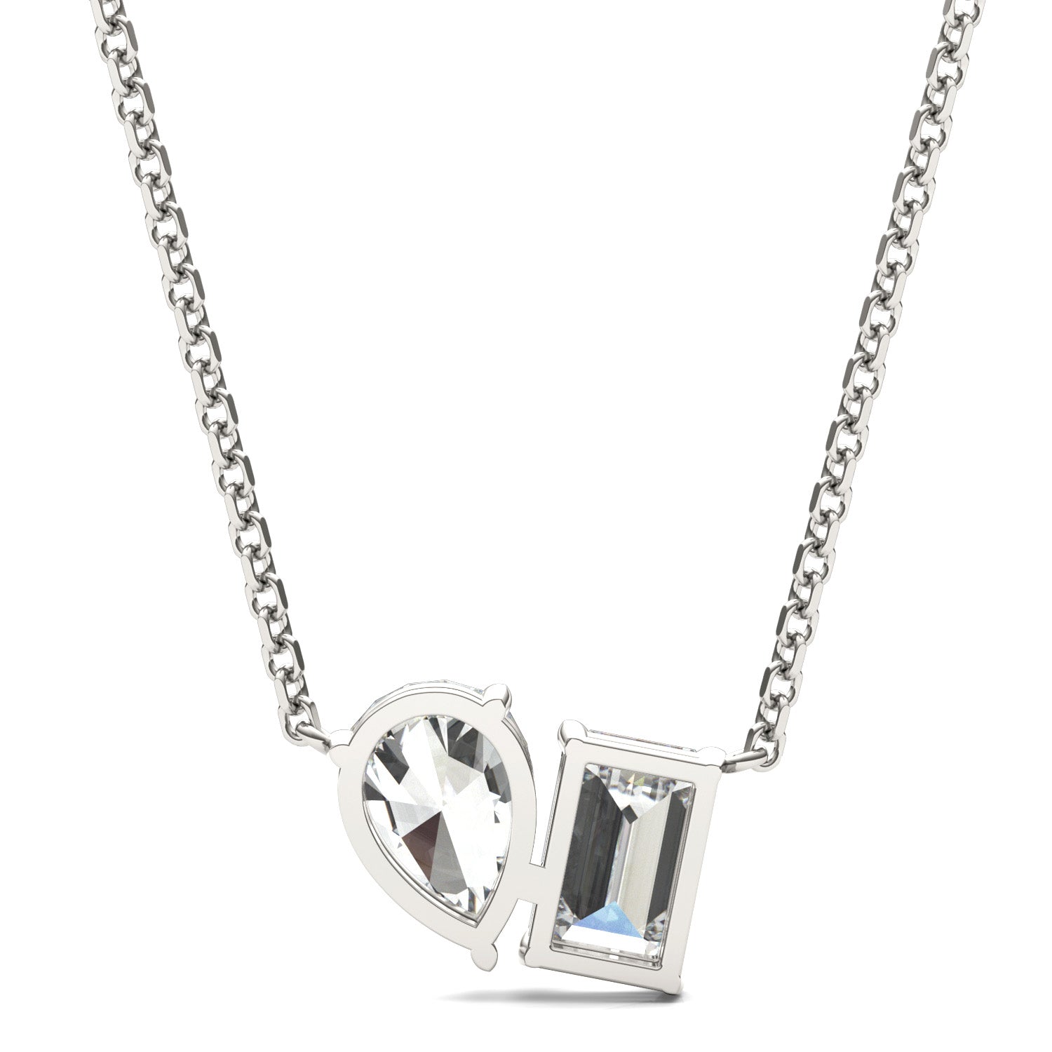 1.35 CTW DEW Pear Forever One™ Moissanite Toi et Moi Necklace