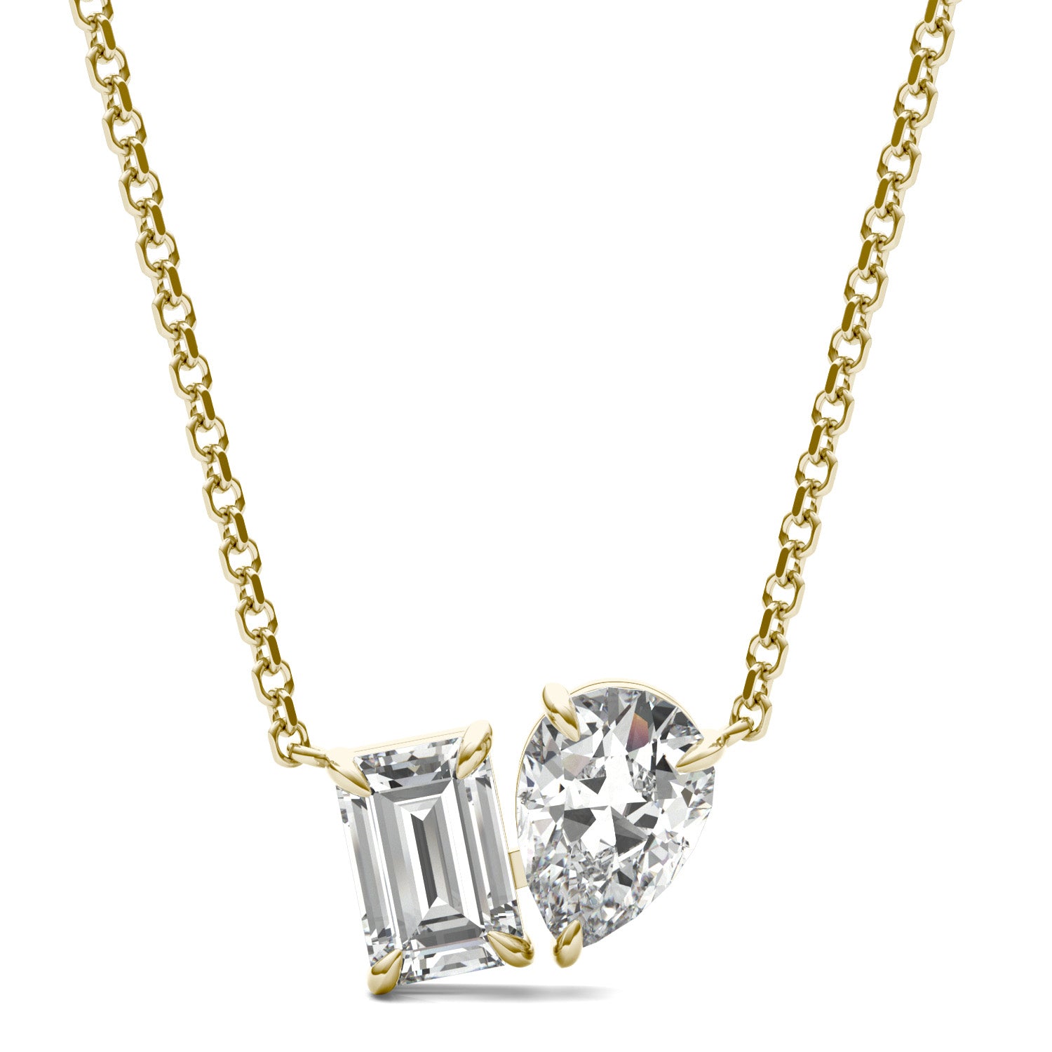 1.35 CTW DEW Pear Forever One™ Moissanite Toi et Moi Necklace