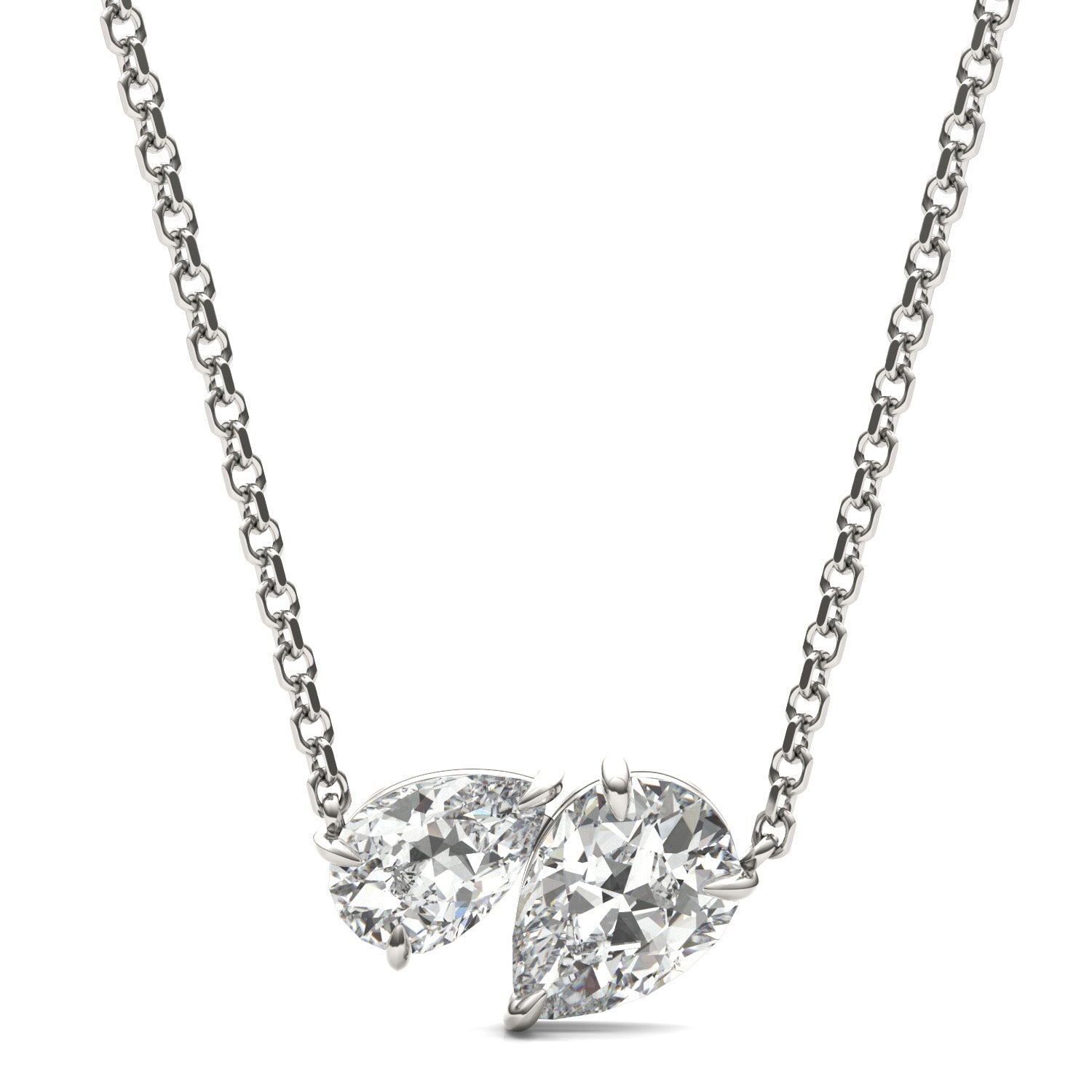 1.20 CTW DEW Pear Forever One™ Moissanite Toi et Moi Necklace