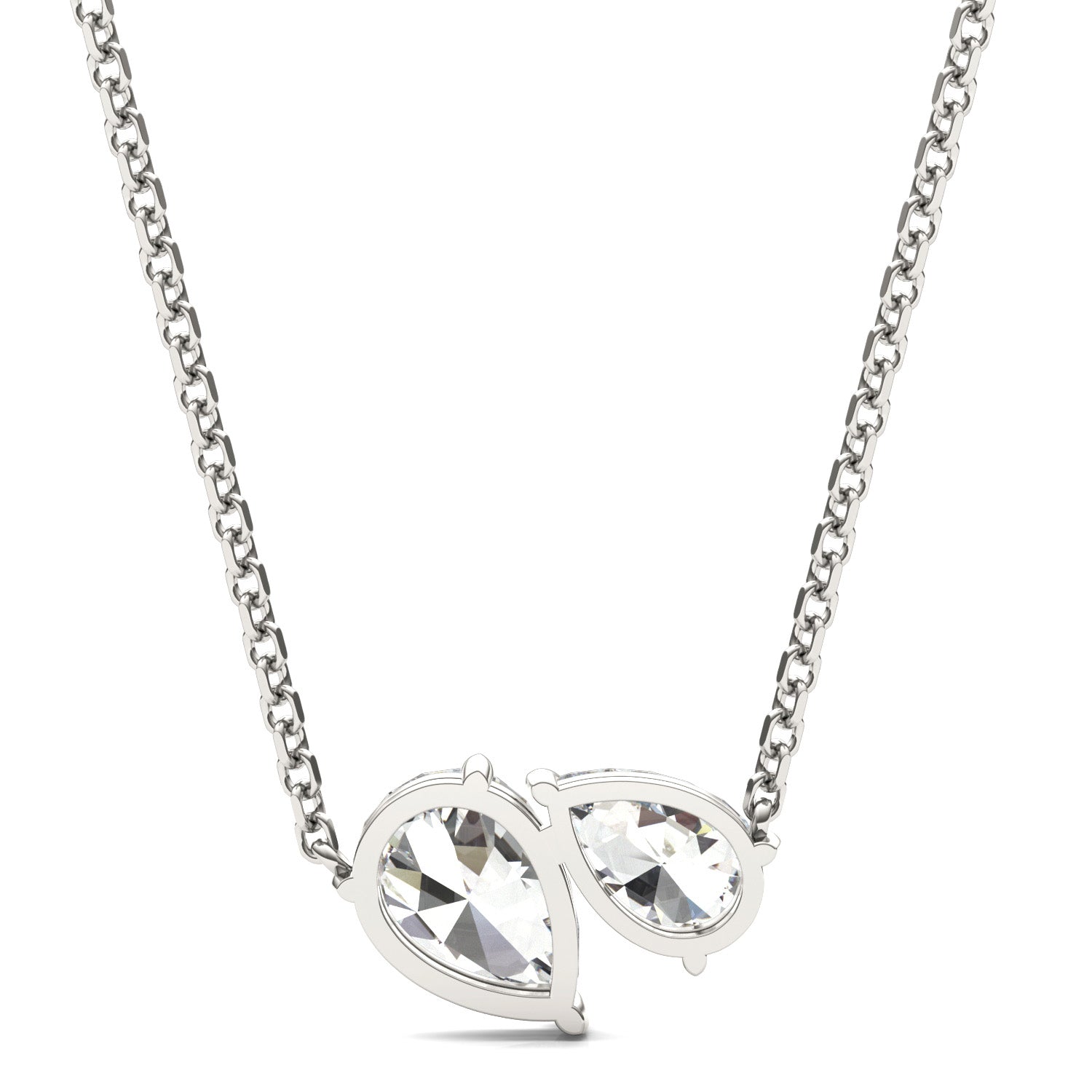 1.20 CTW DEW Pear Forever One™ Moissanite Toi et Moi Necklace