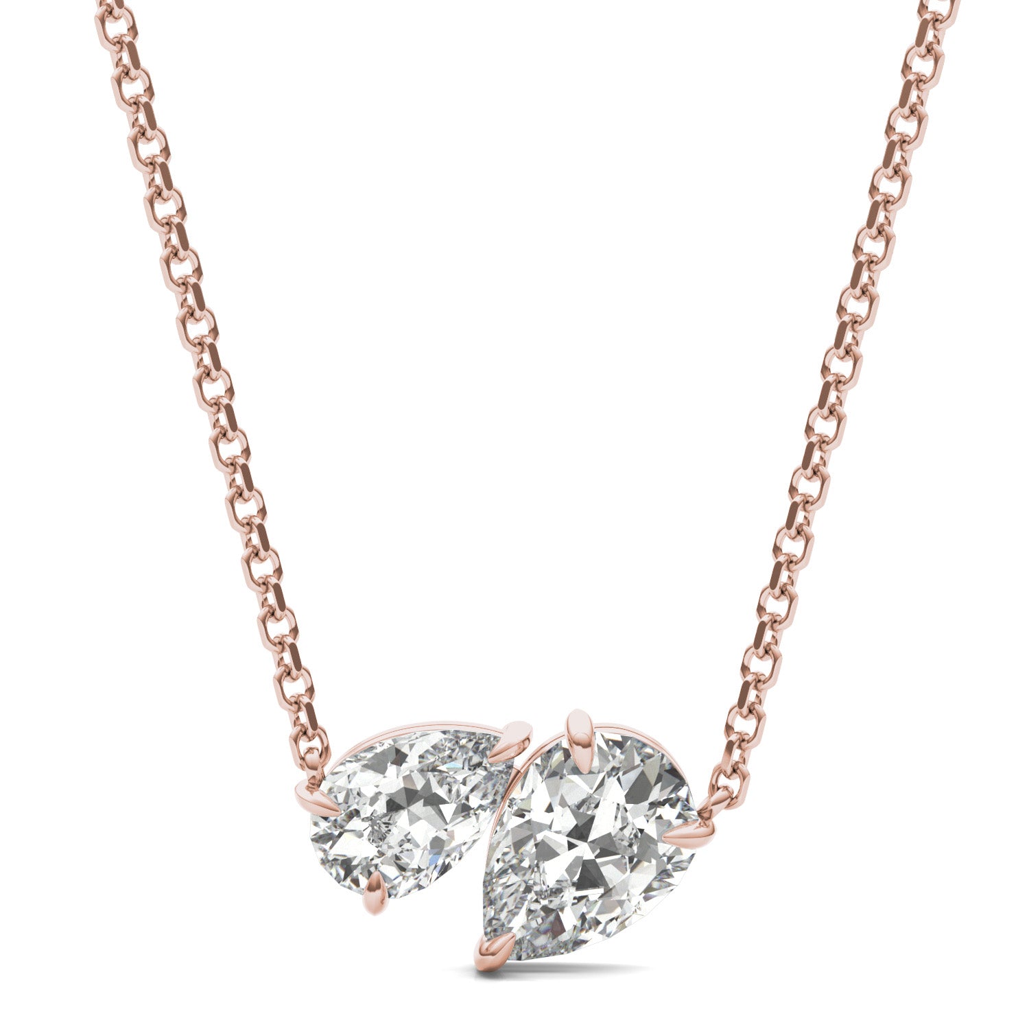 1.20 CTW DEW Pear Forever One™ Moissanite Toi et Moi Necklace