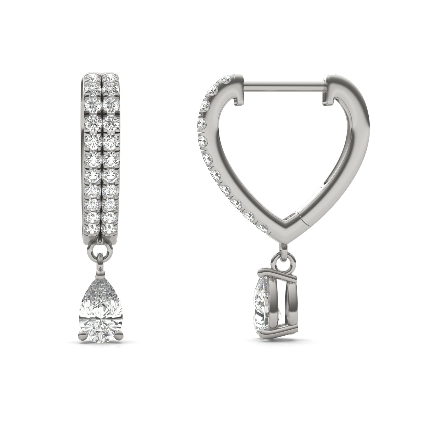 1 1/10 CTW Pear Caydia® Lab Grown Diamond Huggie Drop Earrings
