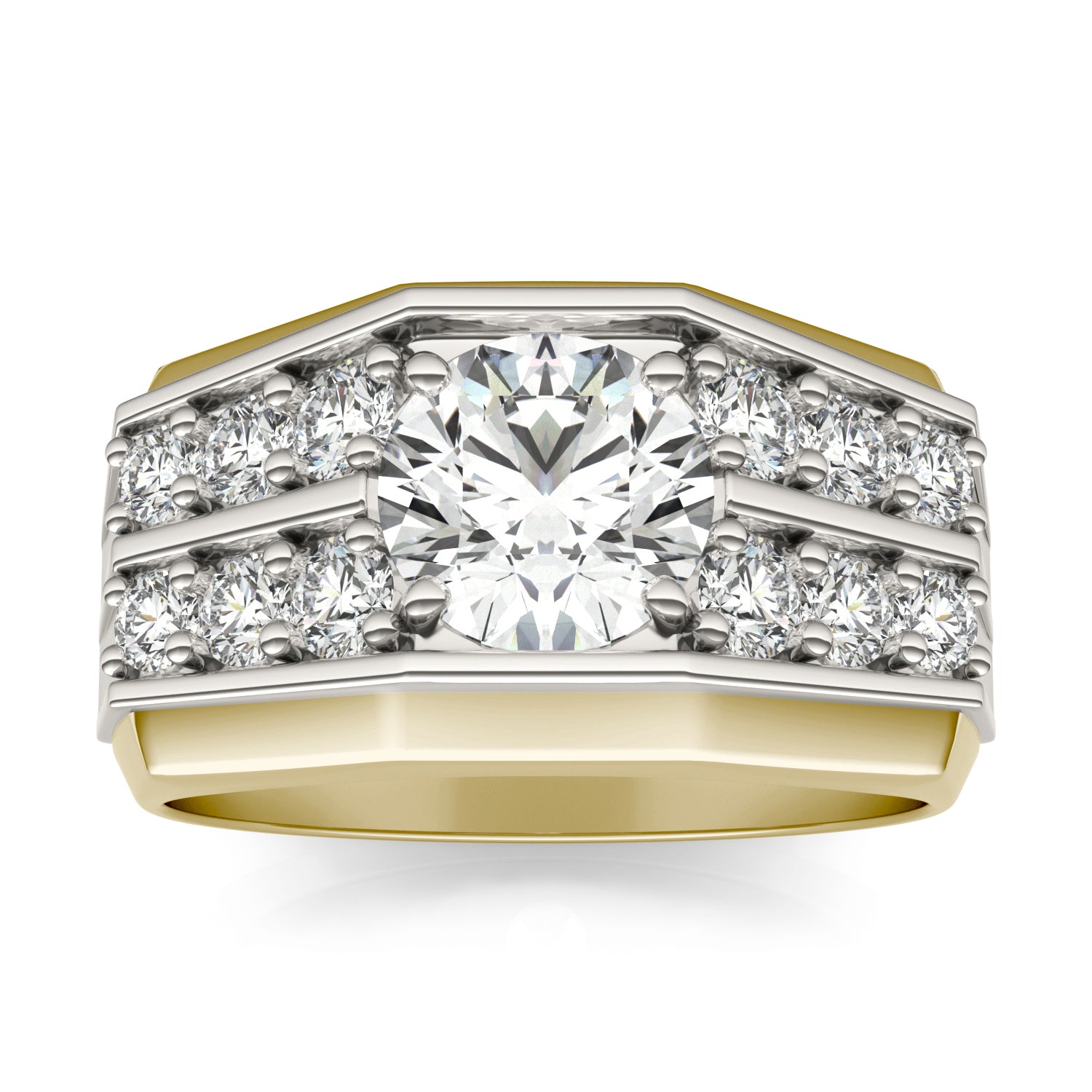 2 CTW Round Caydia® Lab Grown Diamond Double Row Mens Ring