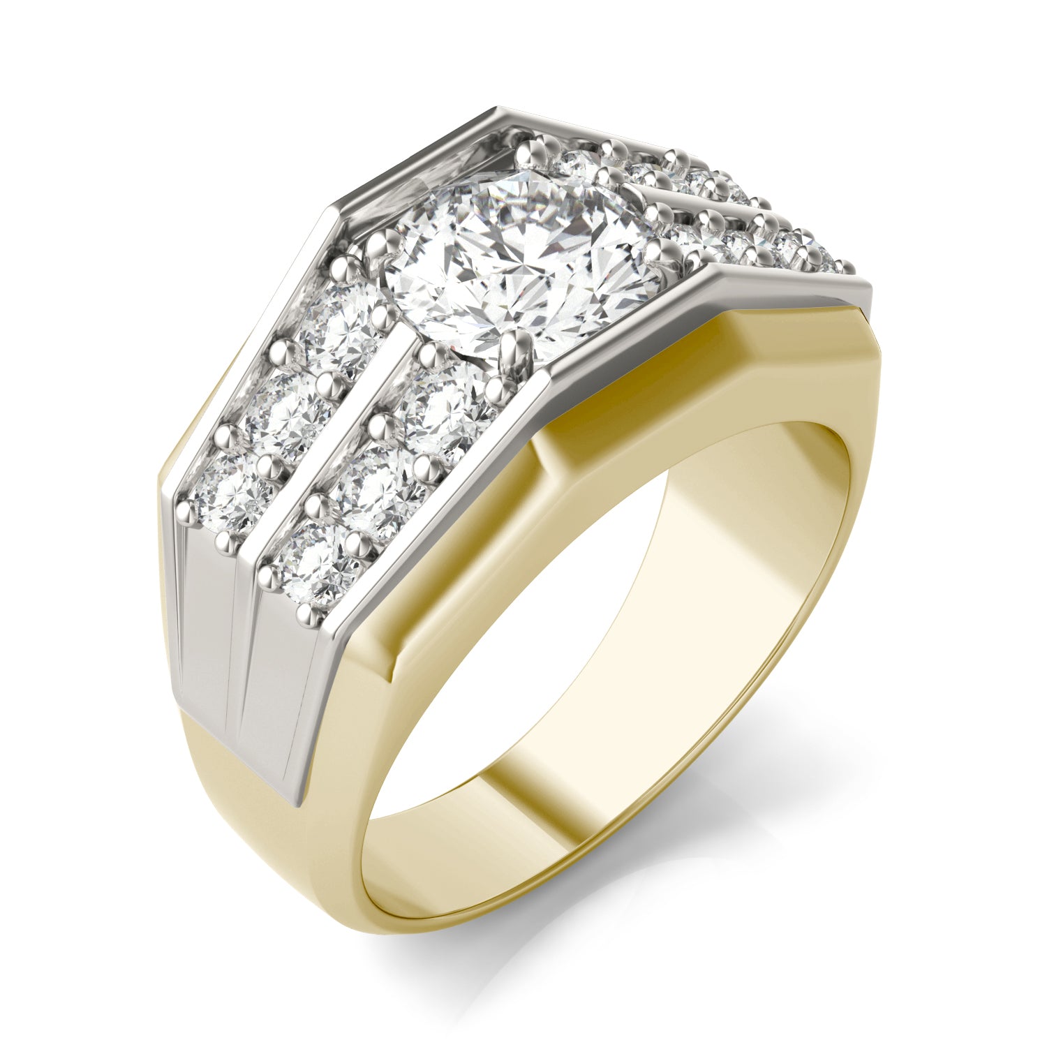 2 CTW Round Caydia® Lab Grown Diamond Double Row Mens Ring