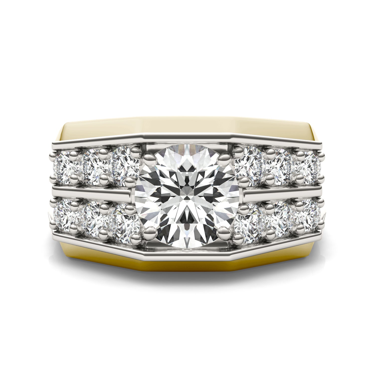 2 CTW Round Caydia® Lab Grown Diamond Double Row Mens Ring