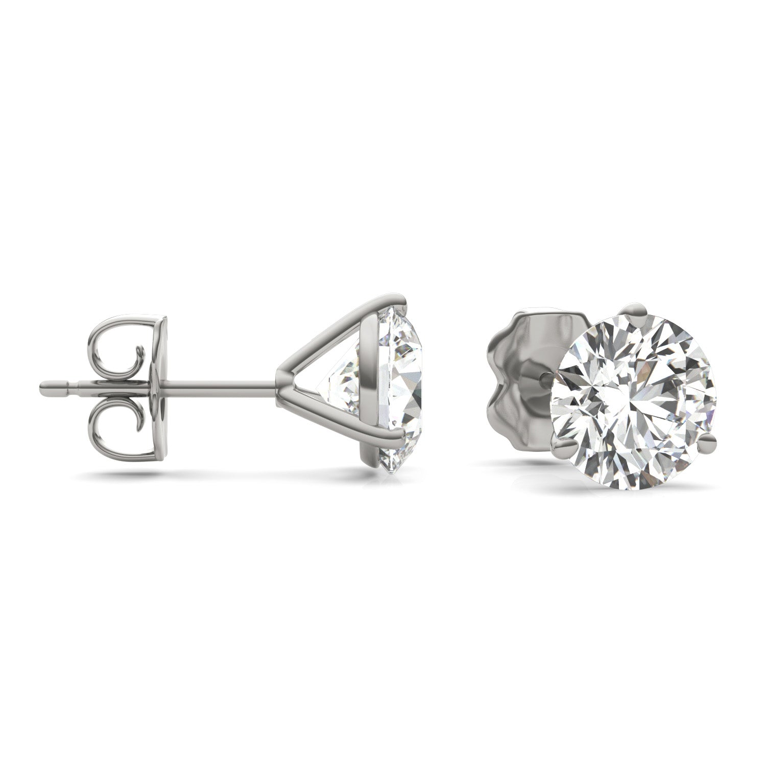 3 CTW Round Caydia® Lab Grown Diamond Three Prong Martini Solitaire Stud Earrings