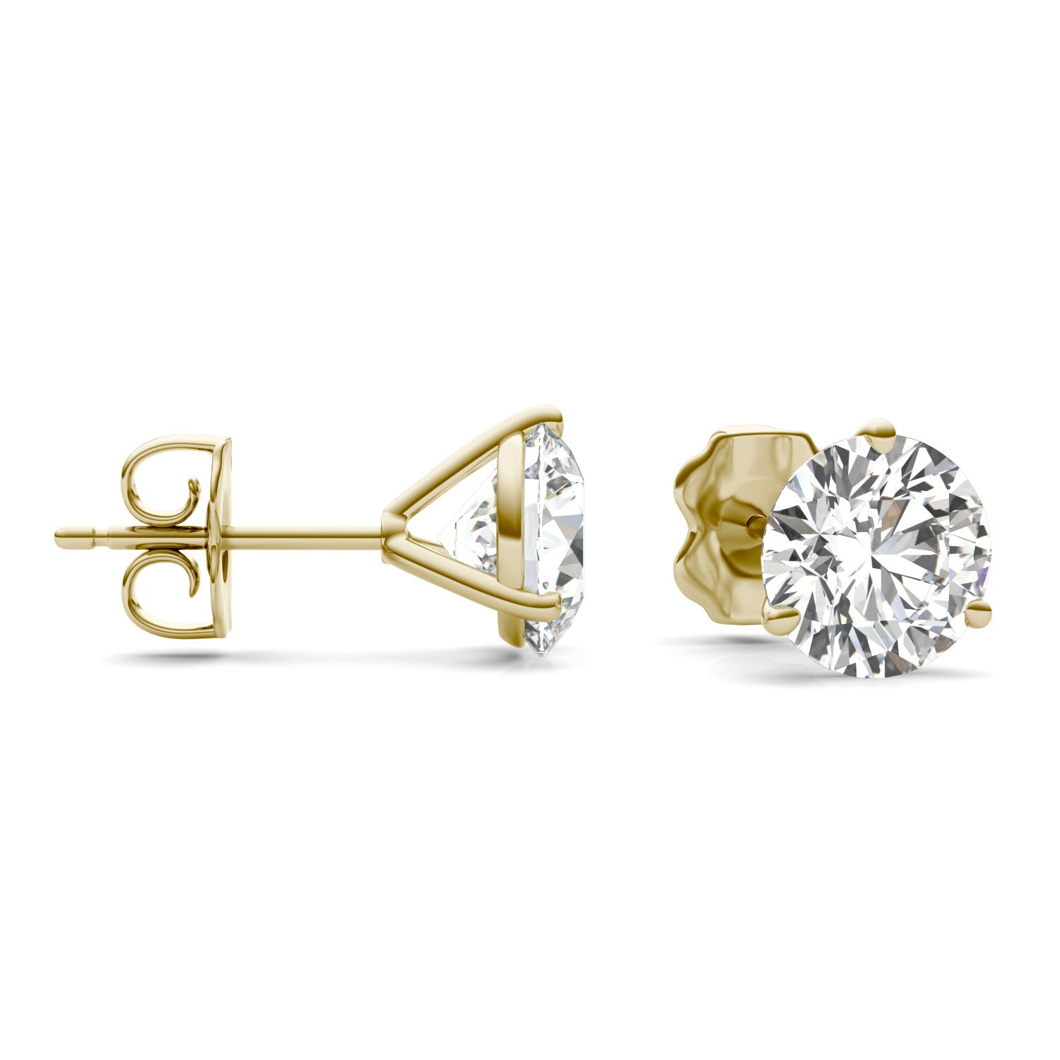 3 CTW Round Caydia® Lab Grown Diamond Three Prong Martini Solitaire Stud Earrings