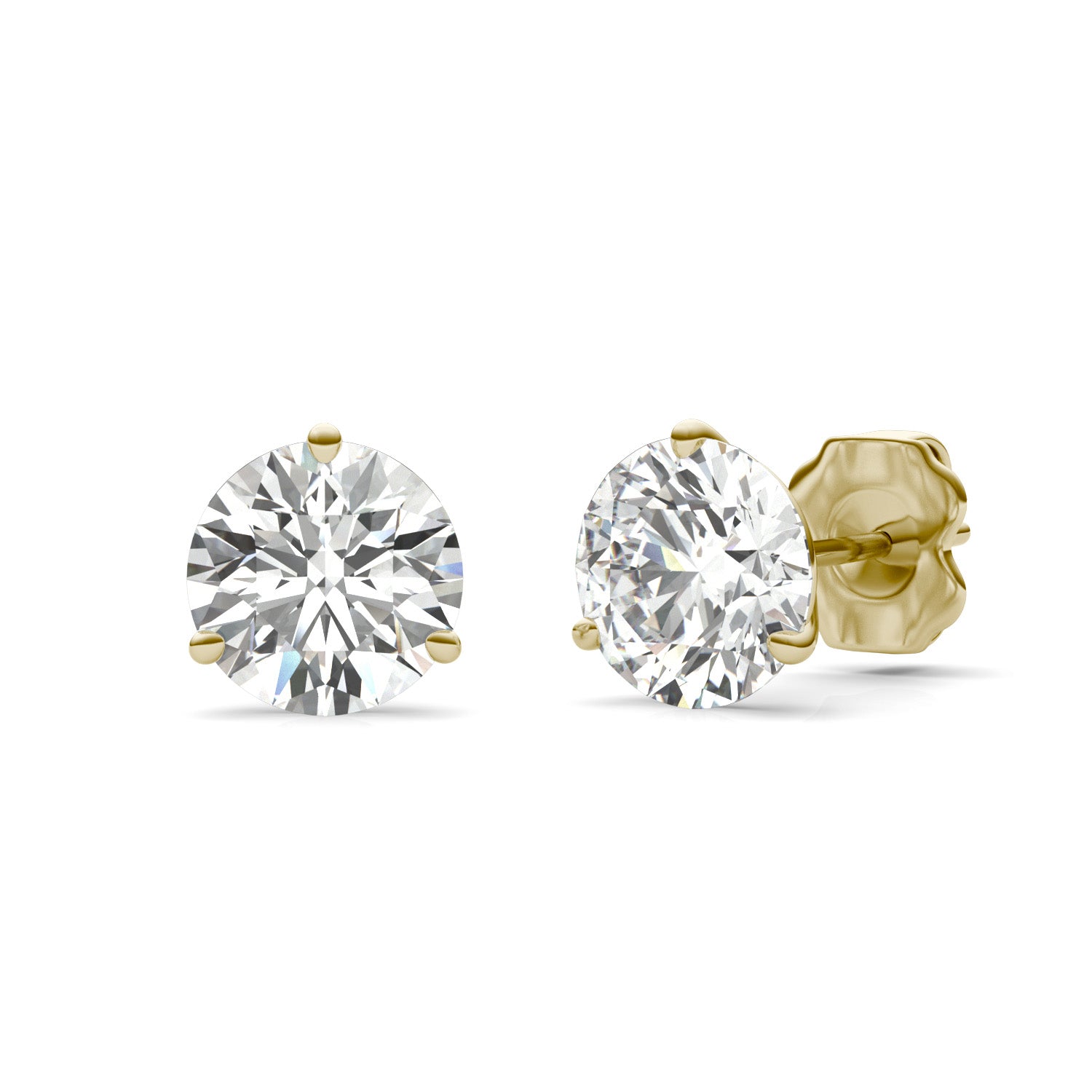 3 CTW Round Caydia® Lab Grown Diamond Three Prong Martini Solitaire Stud Earrings