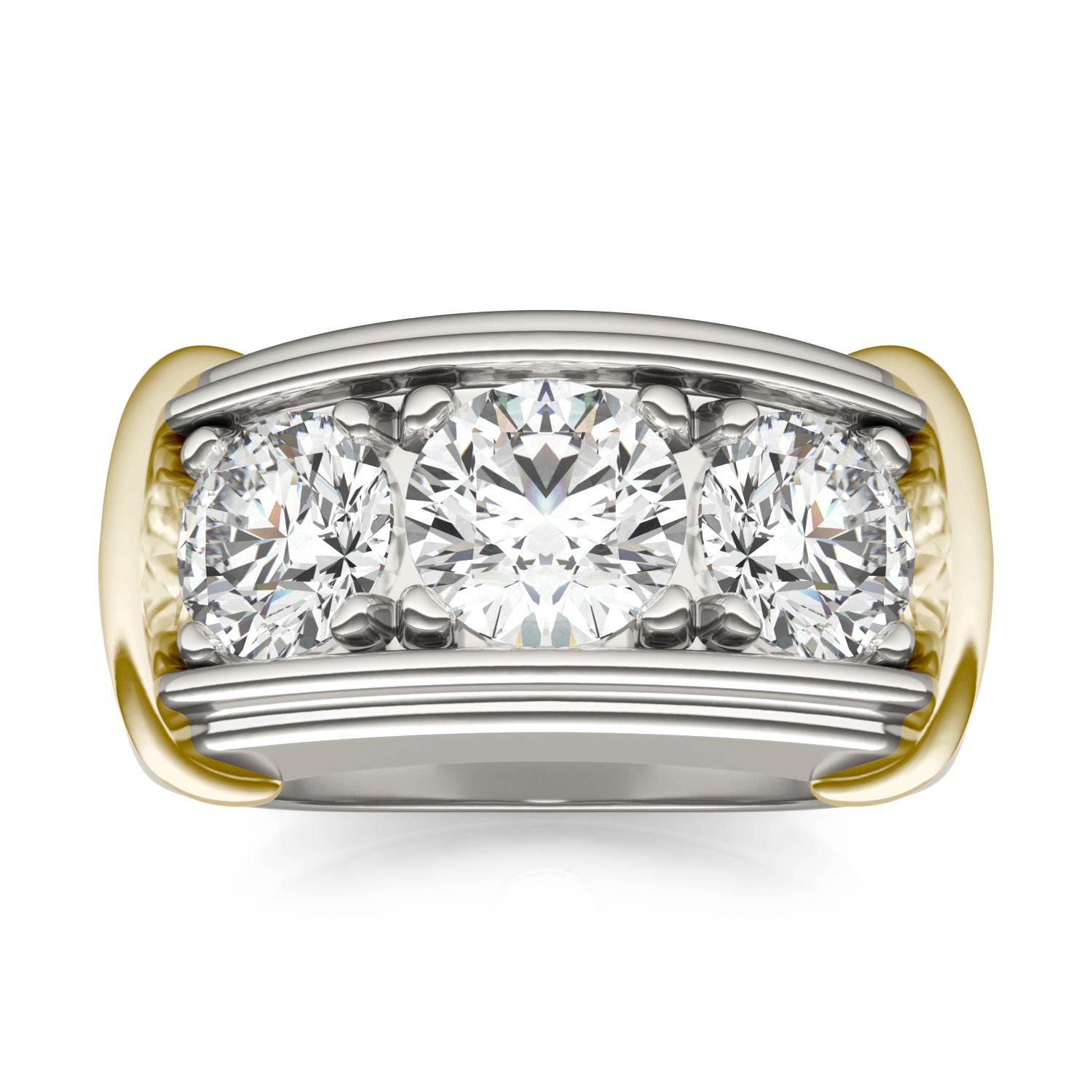 2 1/2 CTW Round Caydia® Lab Grown Diamond Three Stone Mens Ring