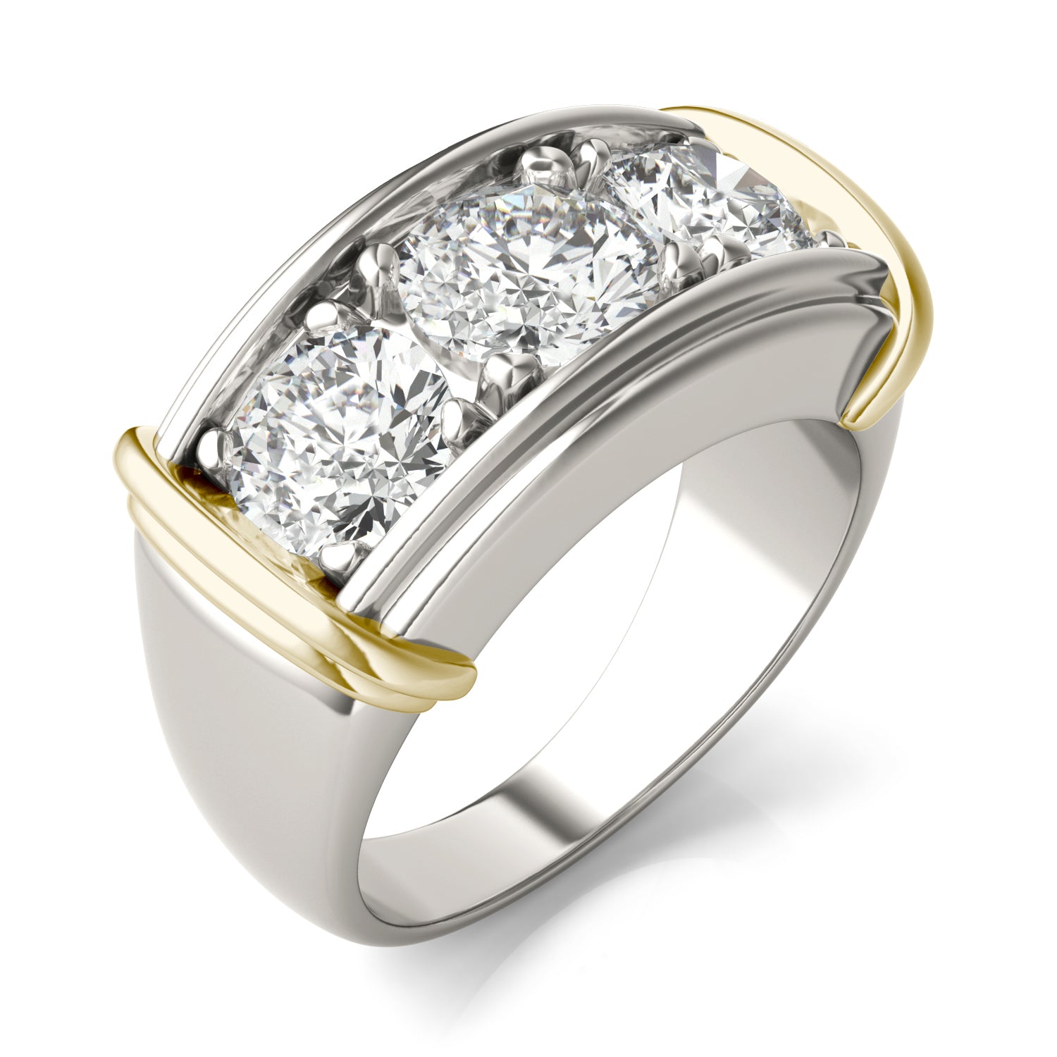 2 1/2 CTW Round Caydia® Lab Grown Diamond Three Stone Mens Ring