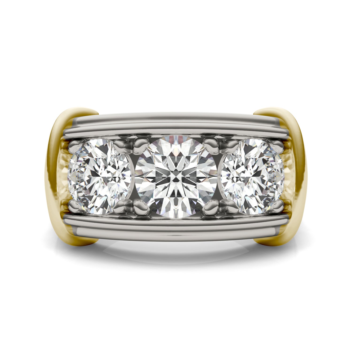 2 1/2 CTW Round Caydia® Lab Grown Diamond Three Stone Mens Ring