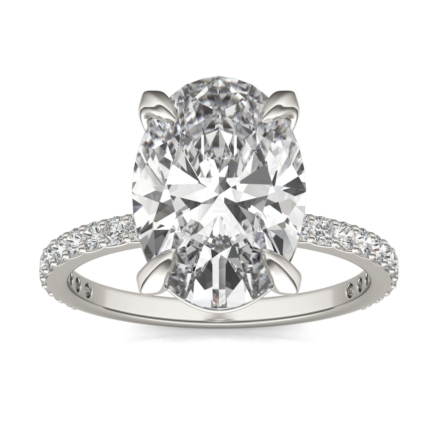 4 2/5 CTW Oval Caydia® Lab Grown Diamond Classic Solitaire with Side Accents Ring