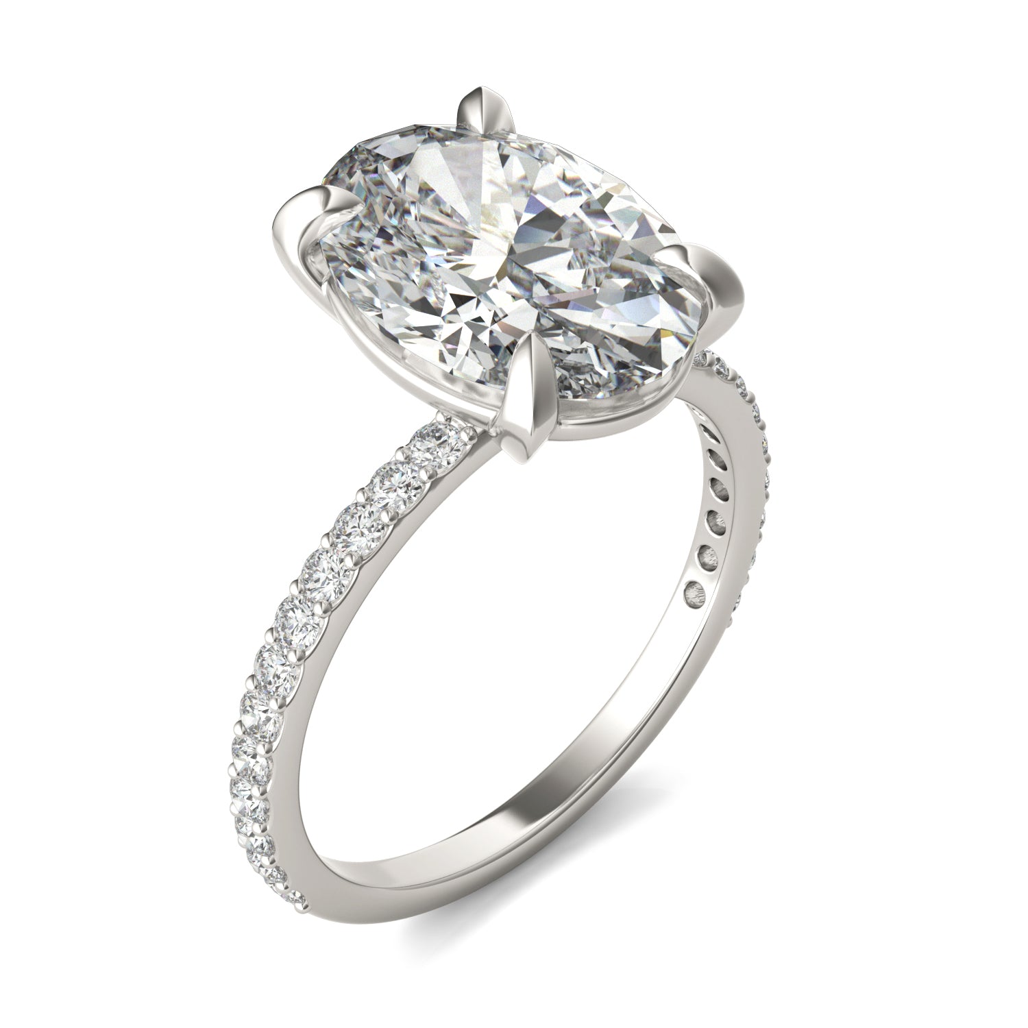 4 2/5 CTW Oval Caydia® Lab Grown Diamond Classic Solitaire with Side Accents Ring