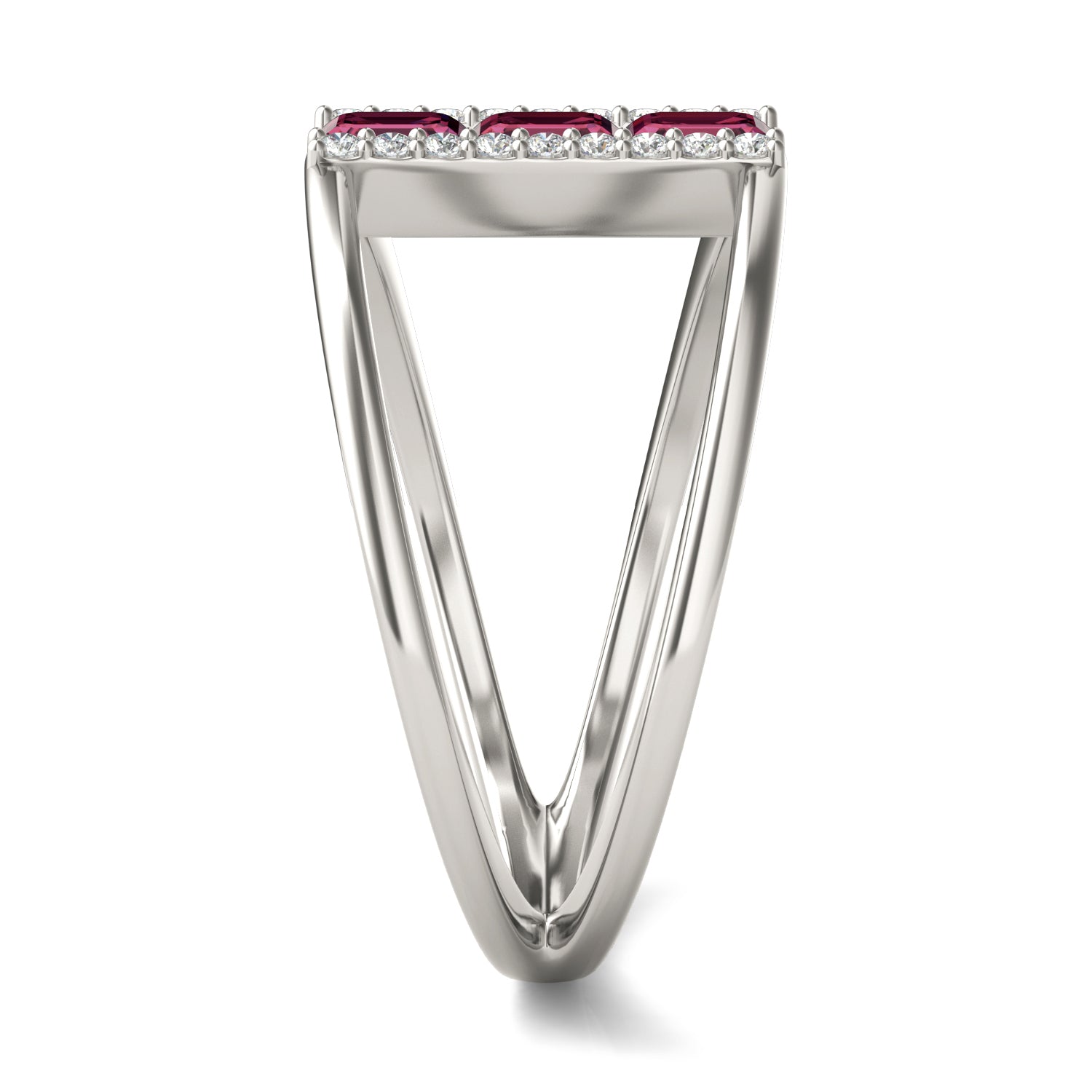 1/5 CTW Round Caydia® Lab Grown Diamond Geometric Fashion Ring featuring Created Ruby