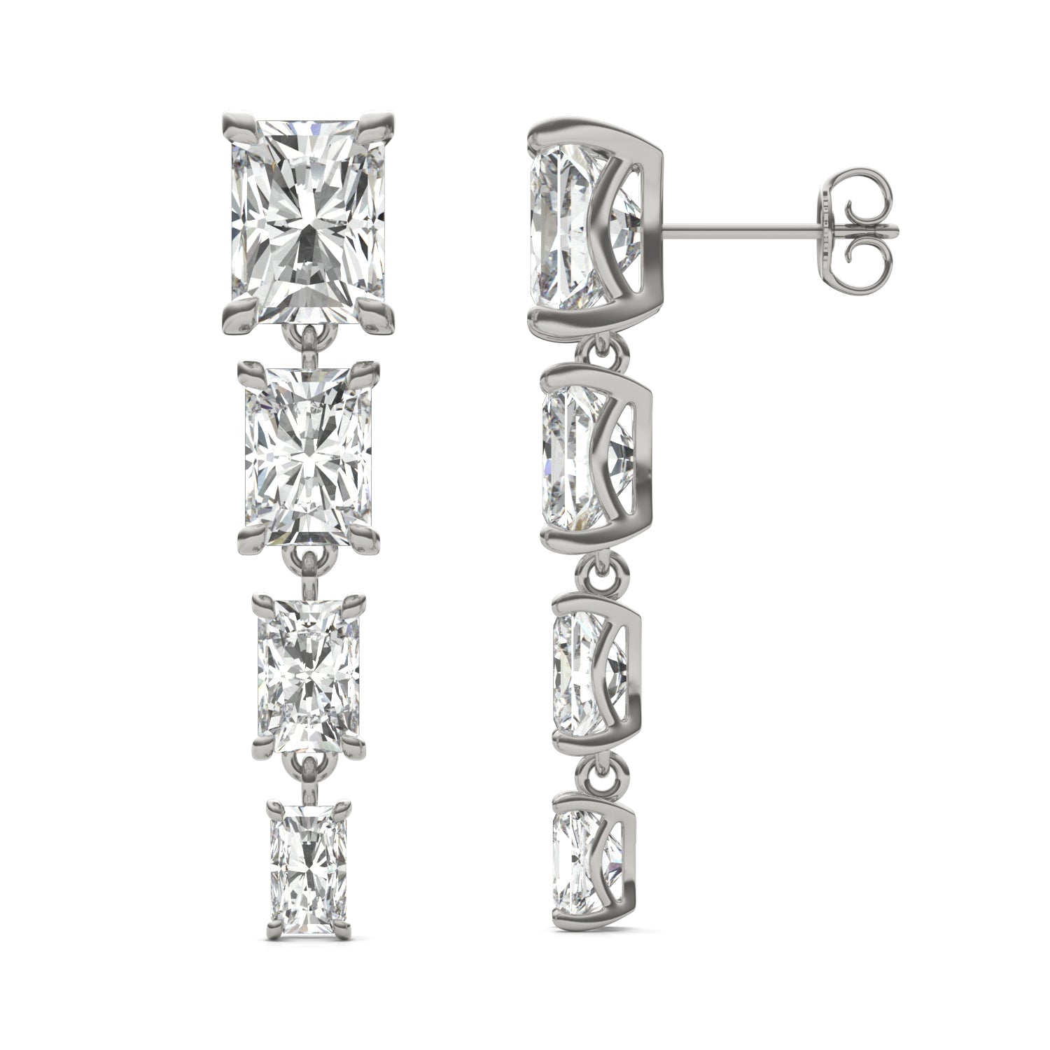 8.06 CTW DEW Radiant Forever One™ Moissanite Graduated Drop Earrings
