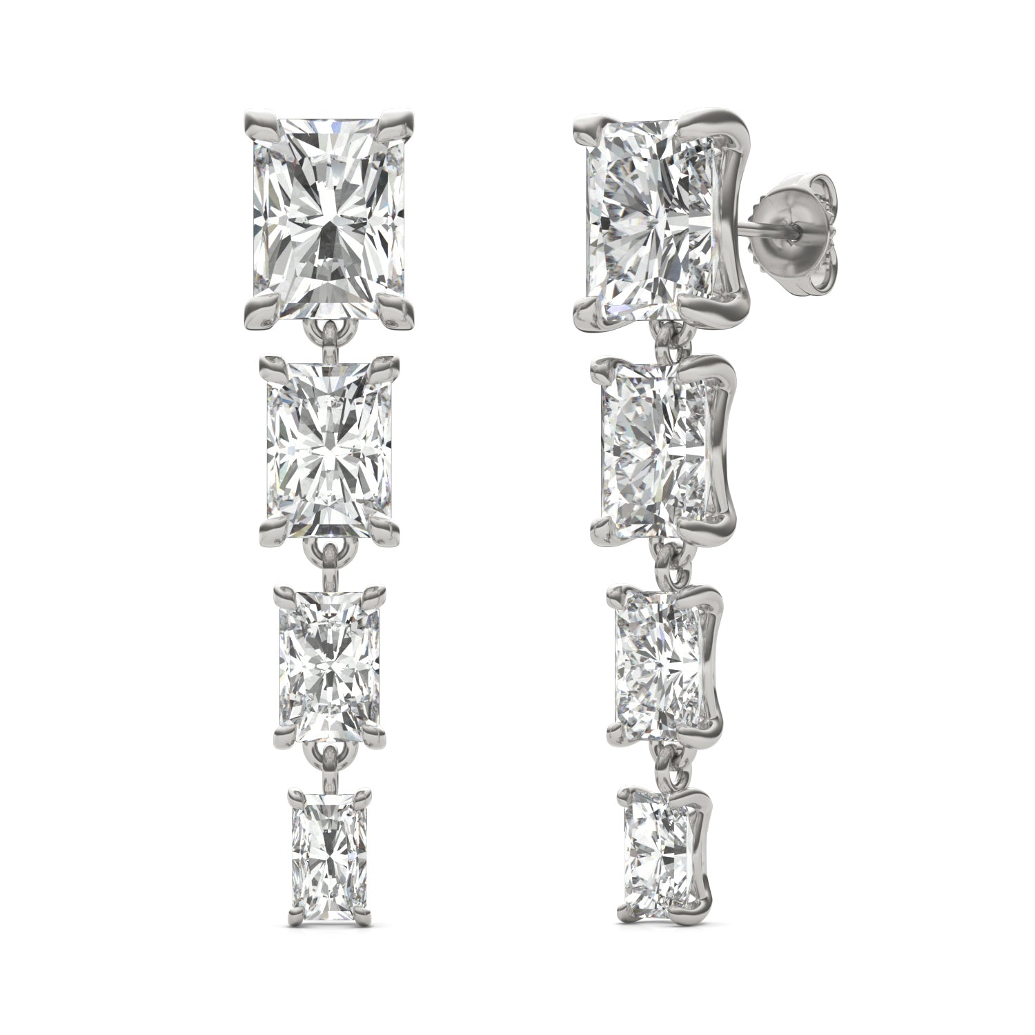 8.06 CTW DEW Radiant Forever One™ Moissanite Graduated Drop Earrings