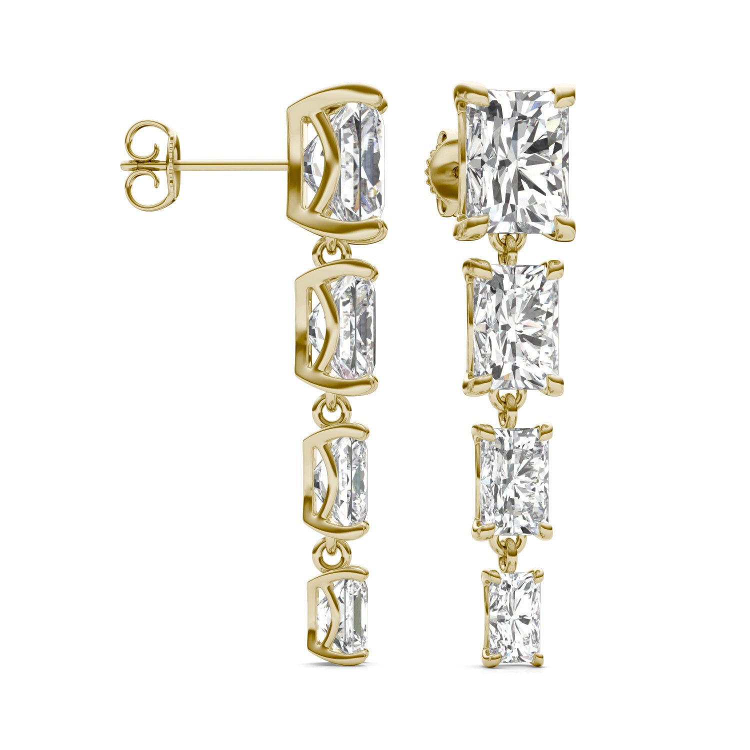 8.06 CTW DEW Radiant Forever One™ Moissanite Graduated Drop Earrings