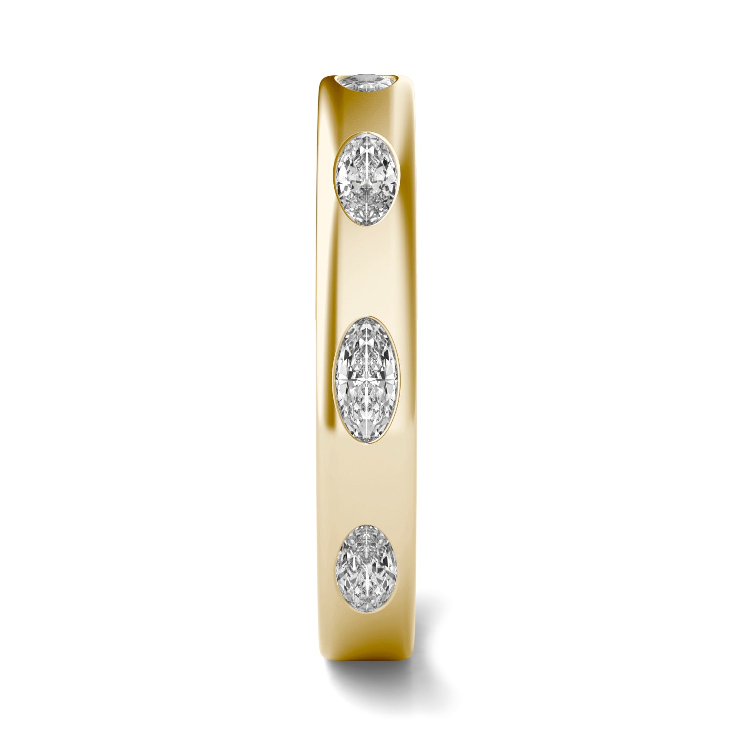 0.70 CTW DEW Oval Forever One™ Moissanite Bezel Set Seven Stone Ring